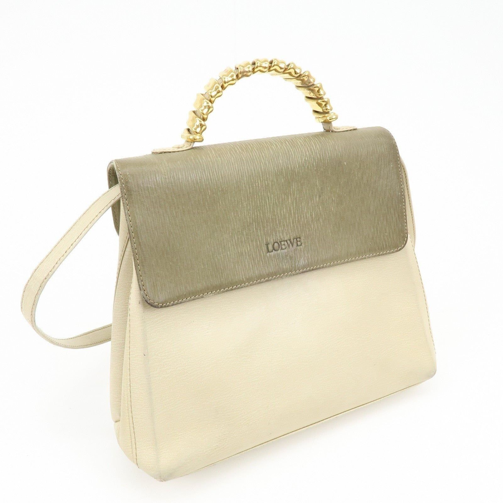 Loewe Loewe Velazquez Calfskin Handbag Beige Size ONE SIZE - 7 Thumbnail