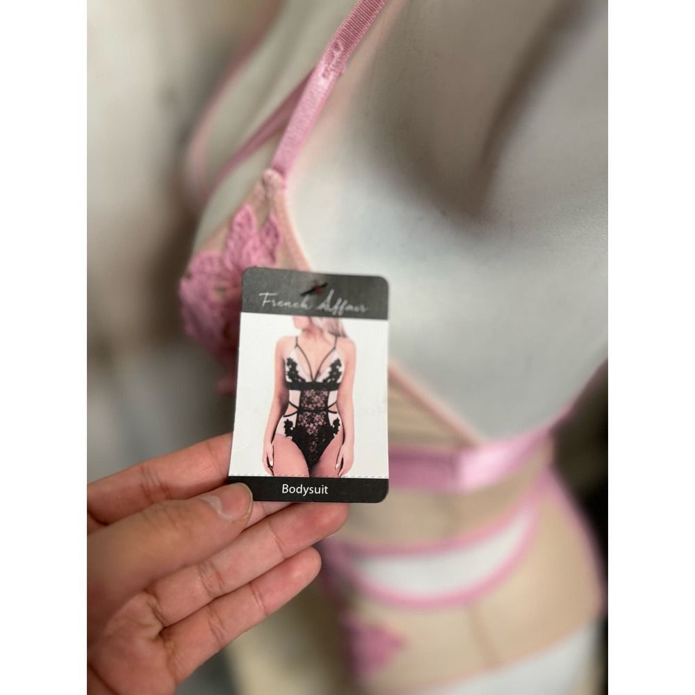 Other Pink Lace Cutout Bodysuit Lingerie Size S Sexy Strappy Mesh Size S / US 4 / IT 40 - 2 Thumbnail