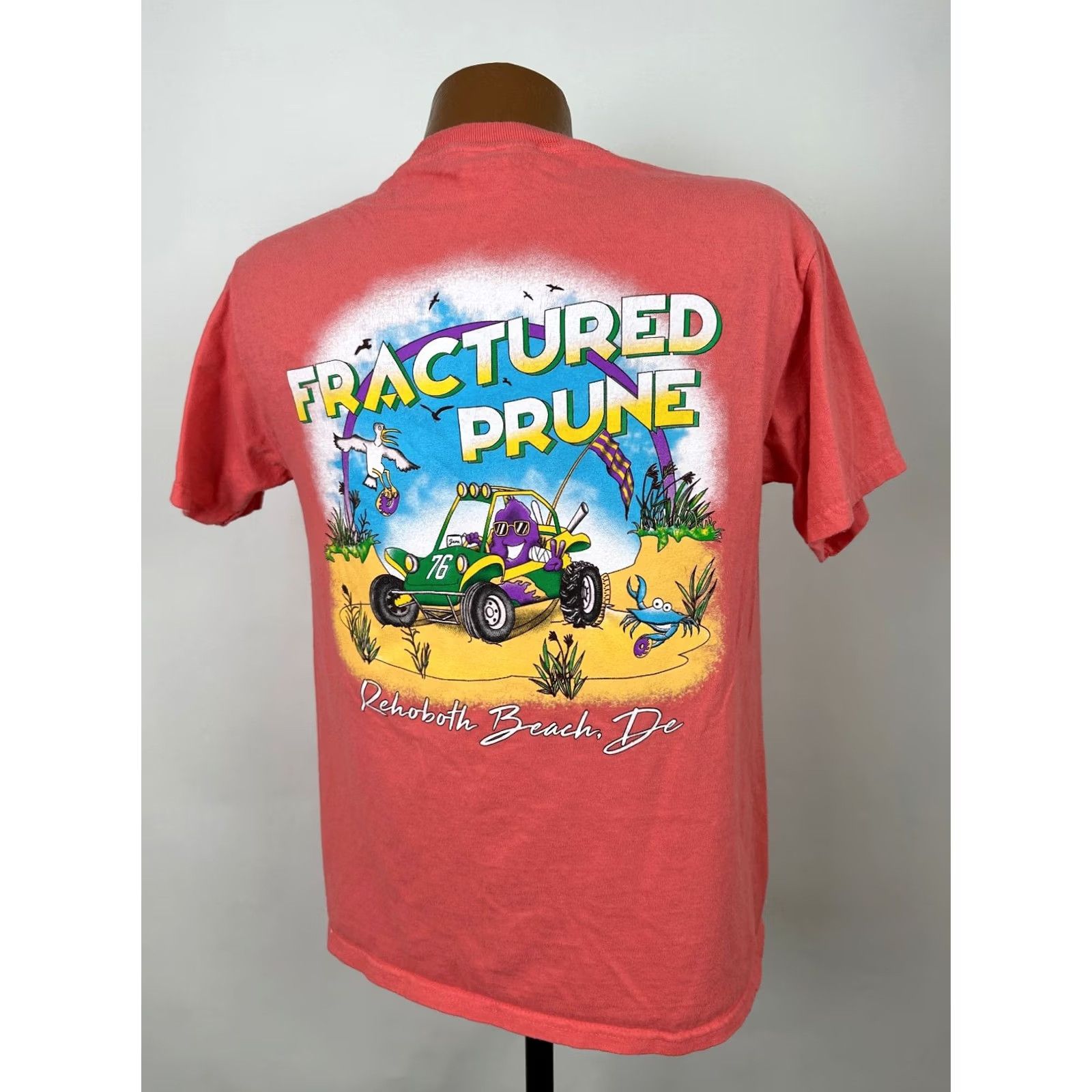Delta VINTAGE Fractured Prune Doughnuts Shirt SMALL Peach Y2K Reboboth Delaware Beach Mens Size US S / EU 44-46 / 1 - 7 Thumbnail
