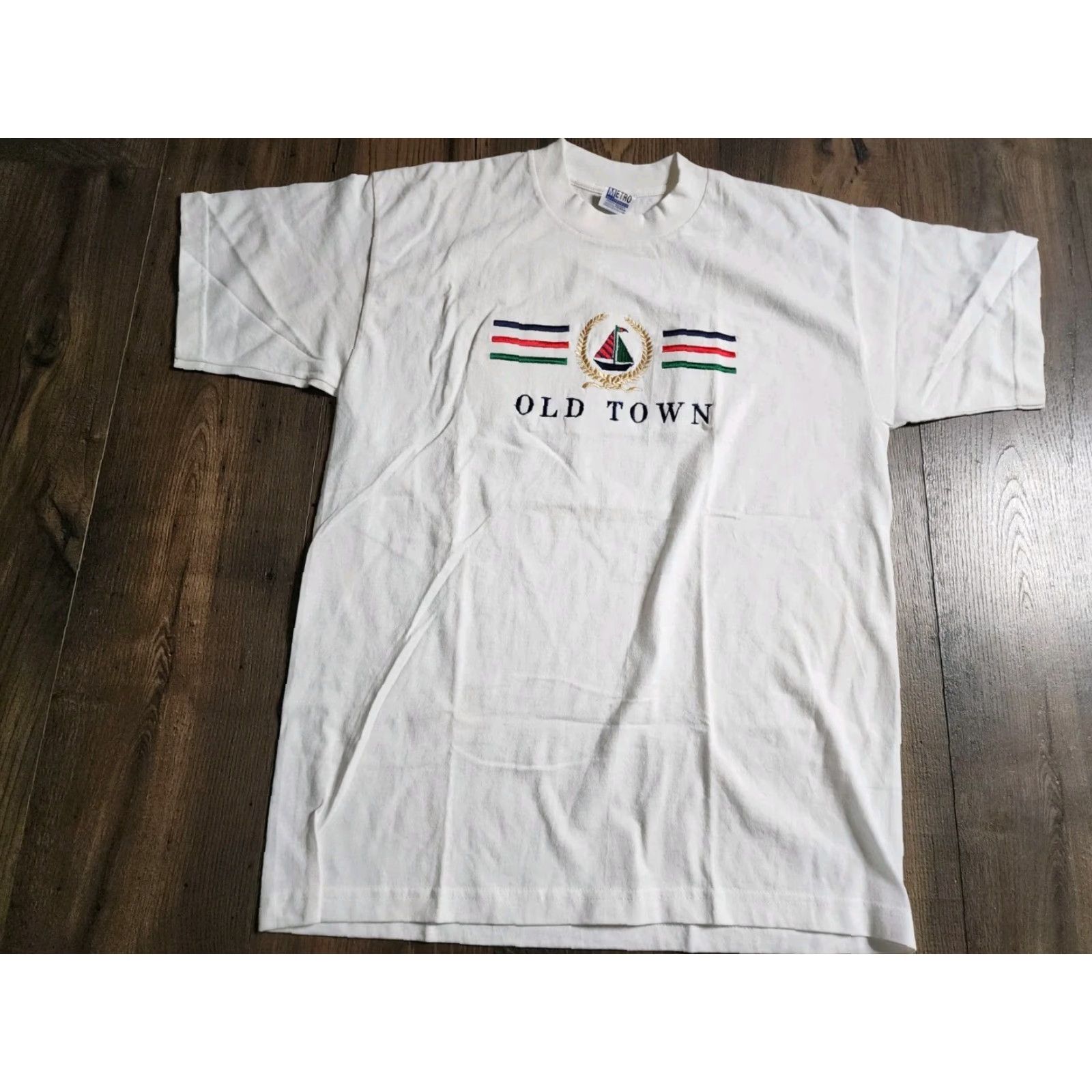 Etro VINTAGE Metro T-Shirt Mens L White Embroidered Old Town USA King Cotton Crew Neck Short Sleeve Size US L / EU 52-54 / 3 - 2 Thumbnail