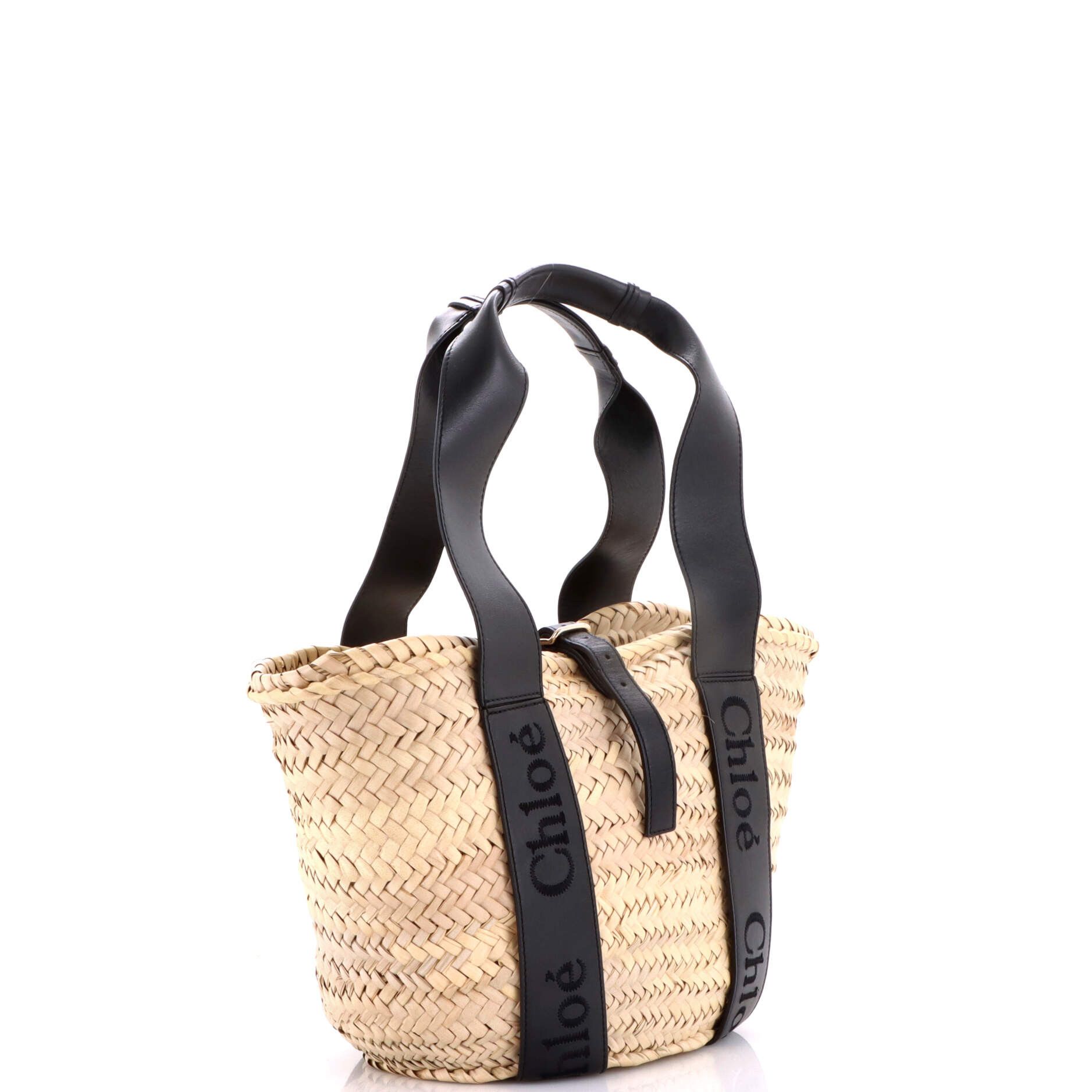 Chloe Sense Basket Tote Raffia with Leather Medium Size ONE SIZE - 1 Thumbnail