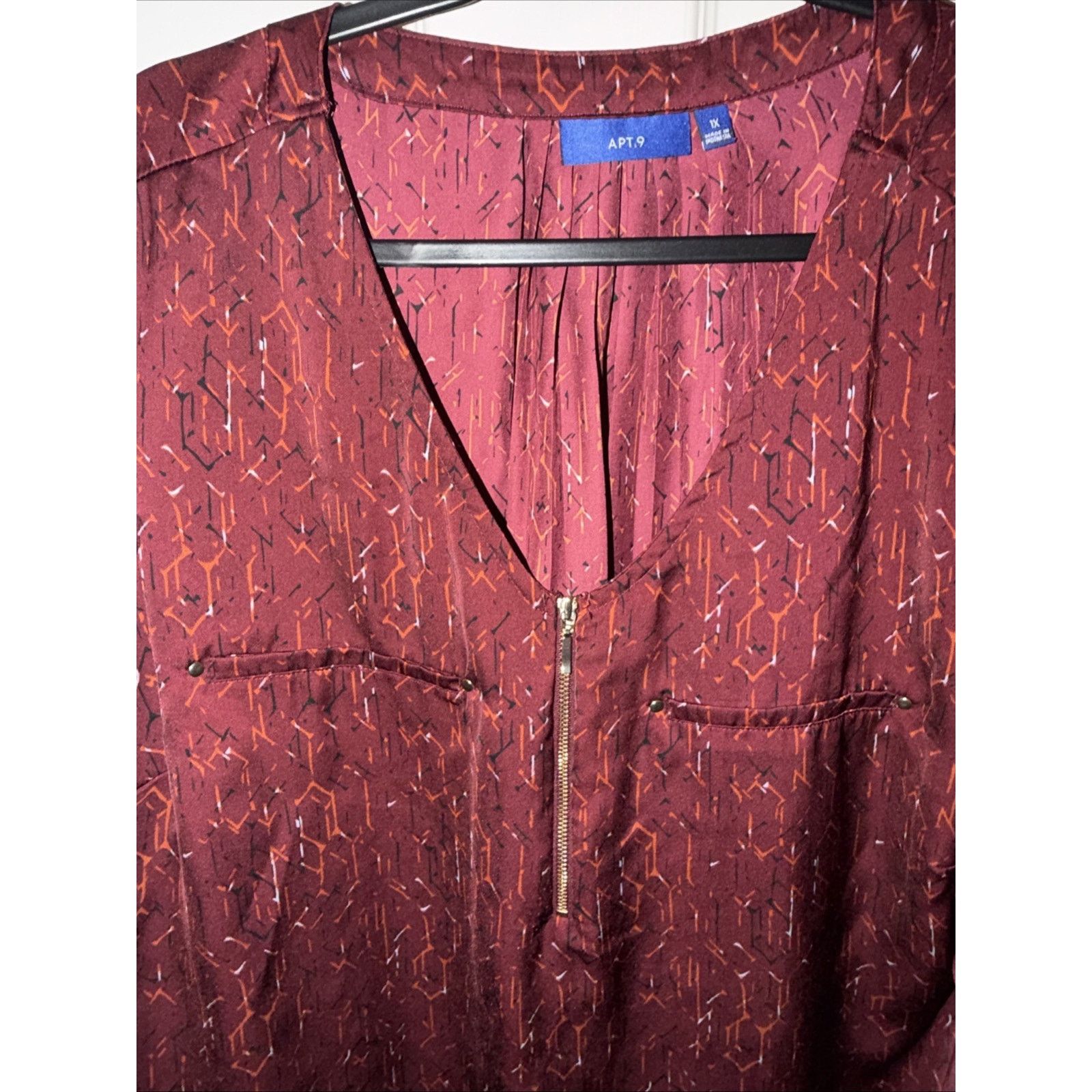 Apt. 9 Apt 9 Blouse Women's XL Burgundy 1/4 Zip Long Sleeve NWT Size XL / US 12-14 / IT 48-50 - 5 Thumbnail