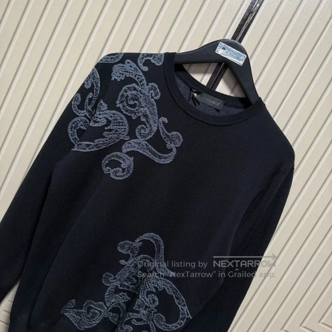 Versace versace men's wool sweater with baroque embroidery. Size US L / EU 52-54 / 3 - 2 Thumbnail