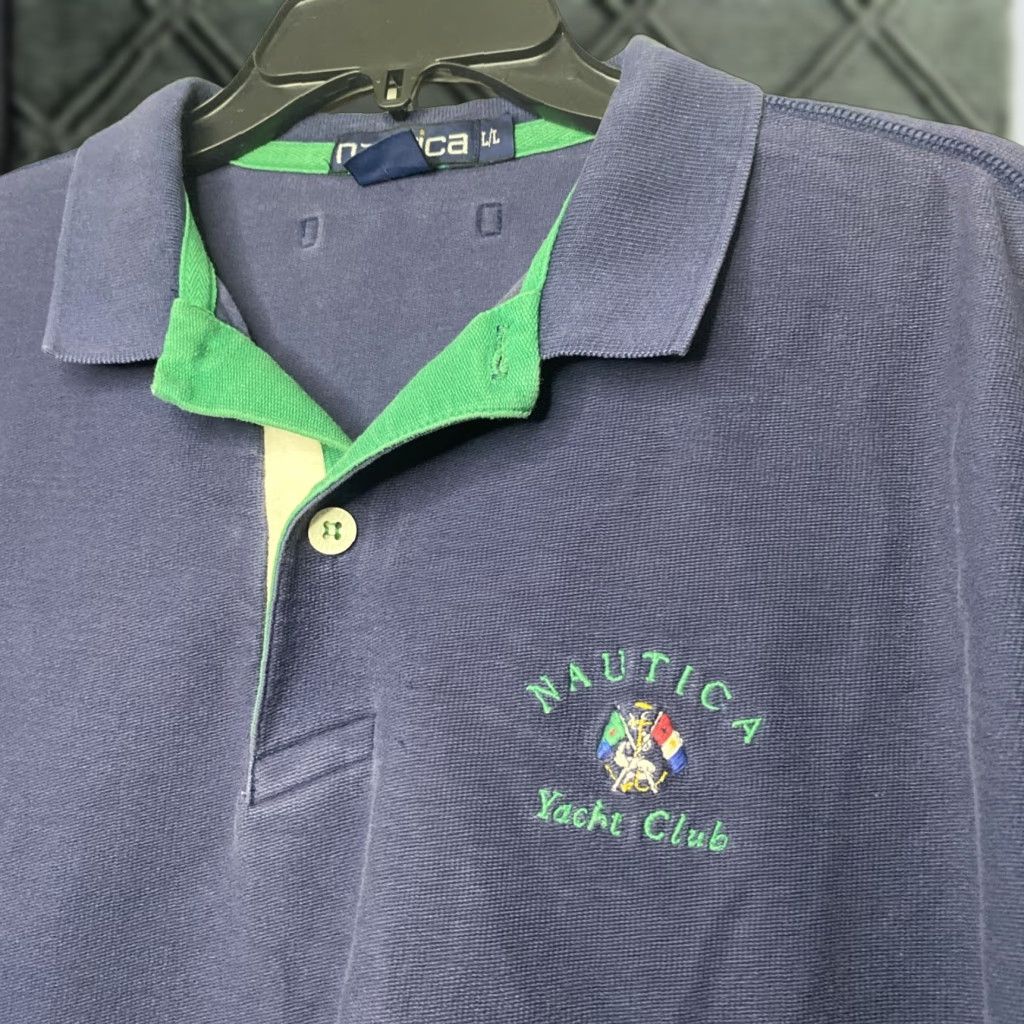Nautica VINTAGE Nautica Yacht Club Polo Mens Large BLUE 90s Flaw L Polo Shirt Mens Size US L / EU 52-54 / 3 - 1 Thumbnail
