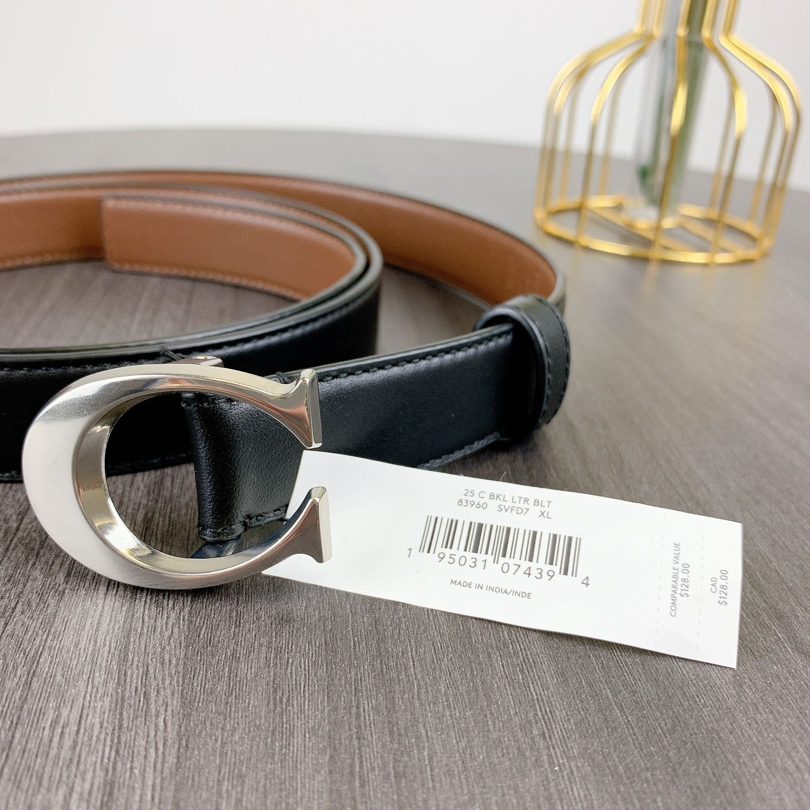 Kate Spade Coach 83960 Signature Belt, 25 Mm Silver Black Dark Saddle Size ONE SIZE - 2 Thumbnail