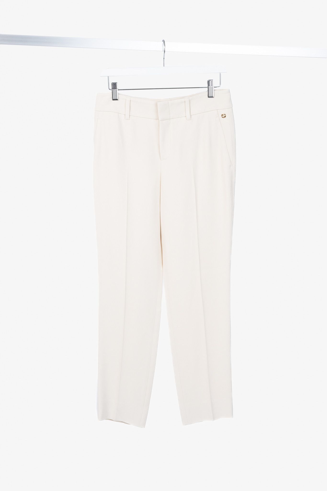 Gucci Gucci Cream Crepe Straight-Leg Holiday Trousers Size 26" / US 2 / IT 38 - 1 Thumbnail