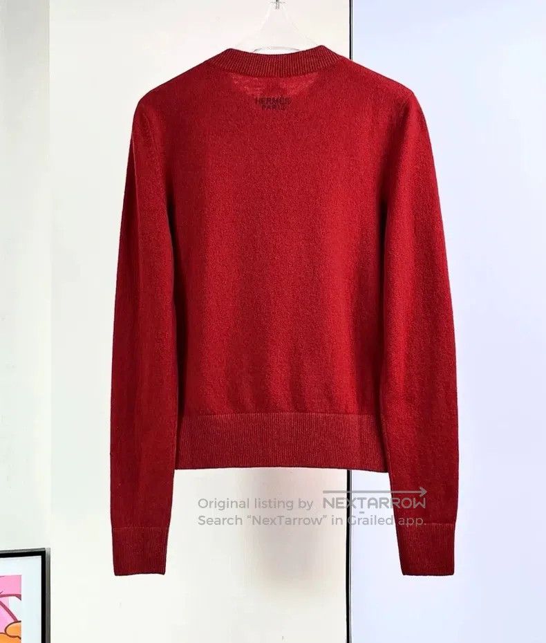 Hermes Hermes Red Round Neck Knit Top Size XXS / US 00 / IT 34 - 2 Thumbnail