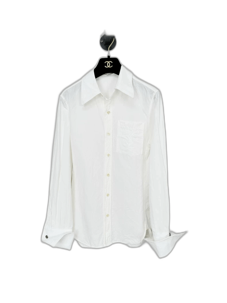 Saint Laurent Paris Saint Laurent White Embroidered Button-Up Shirt Size XS / US 0-2 / IT 36-38 - 1 Thumbnail