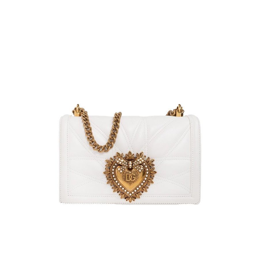 Dolce & Gabbana DOLCE&GABBANA Devotion Medium White Leather Shoulder Bag New Size ONE SIZE - 1 Thumbnail
