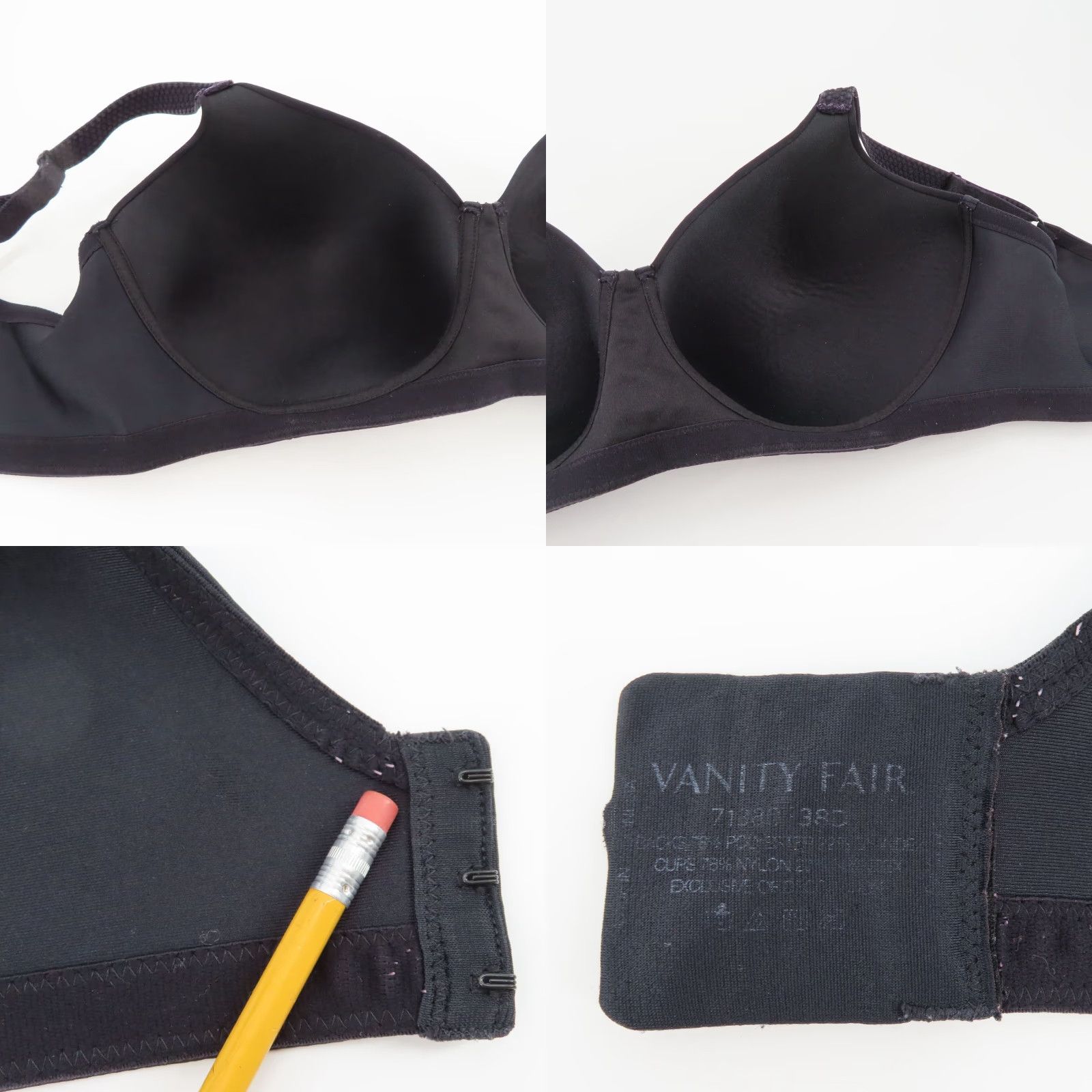Vintage VANITY FAIR Bra 38D Full Figure Beauty Back Smoother Wireless Black 71380 Women T-Shirt Bra Sexy Back Support Size ONE SIZE - 8 Thumbnail