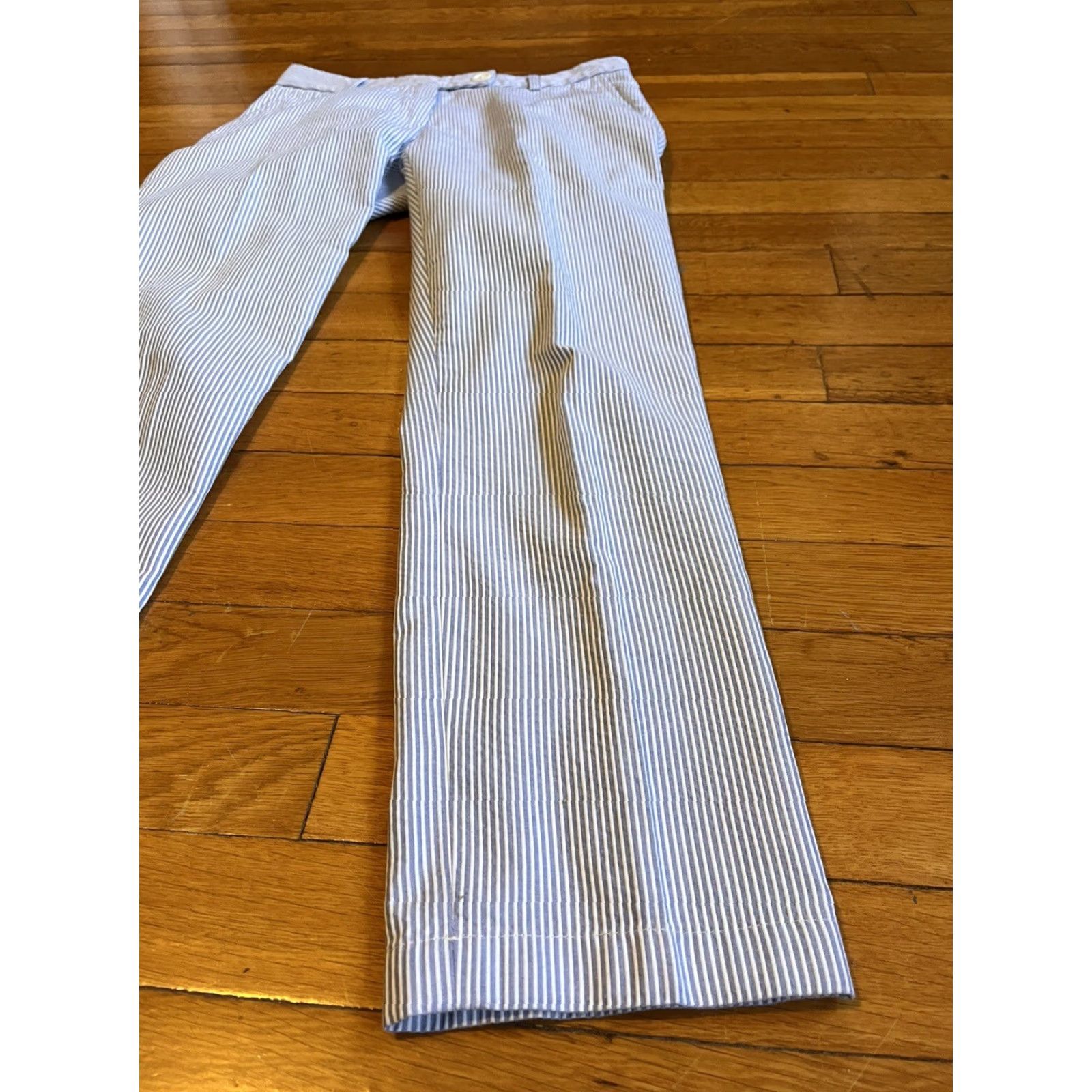 Rubinacci Amina Rubinacci Divino O Seersucker Pants Women’s 40 XS Blue Striped Italy Pants Women’s 40 XS Blue Seersucker Striped Vintage No Size 27" / US 4 / IT 40 - 3 Thumbnail
