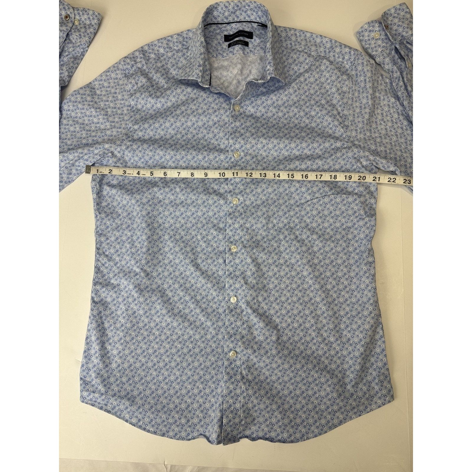 Tommy Hilfiger Tommy Hilfiger TH Flex Supima Slim Shirt Blue Floral L 16.5 Size US L / EU 52-54 / 3 - 3 Thumbnail