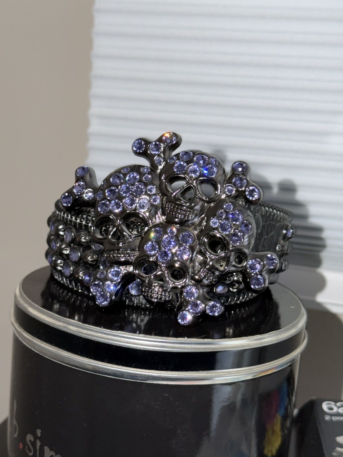 B.B. Simon B.B. Simon Multi Skull Belt Purple/Black Size 34 - 1 Thumbnail