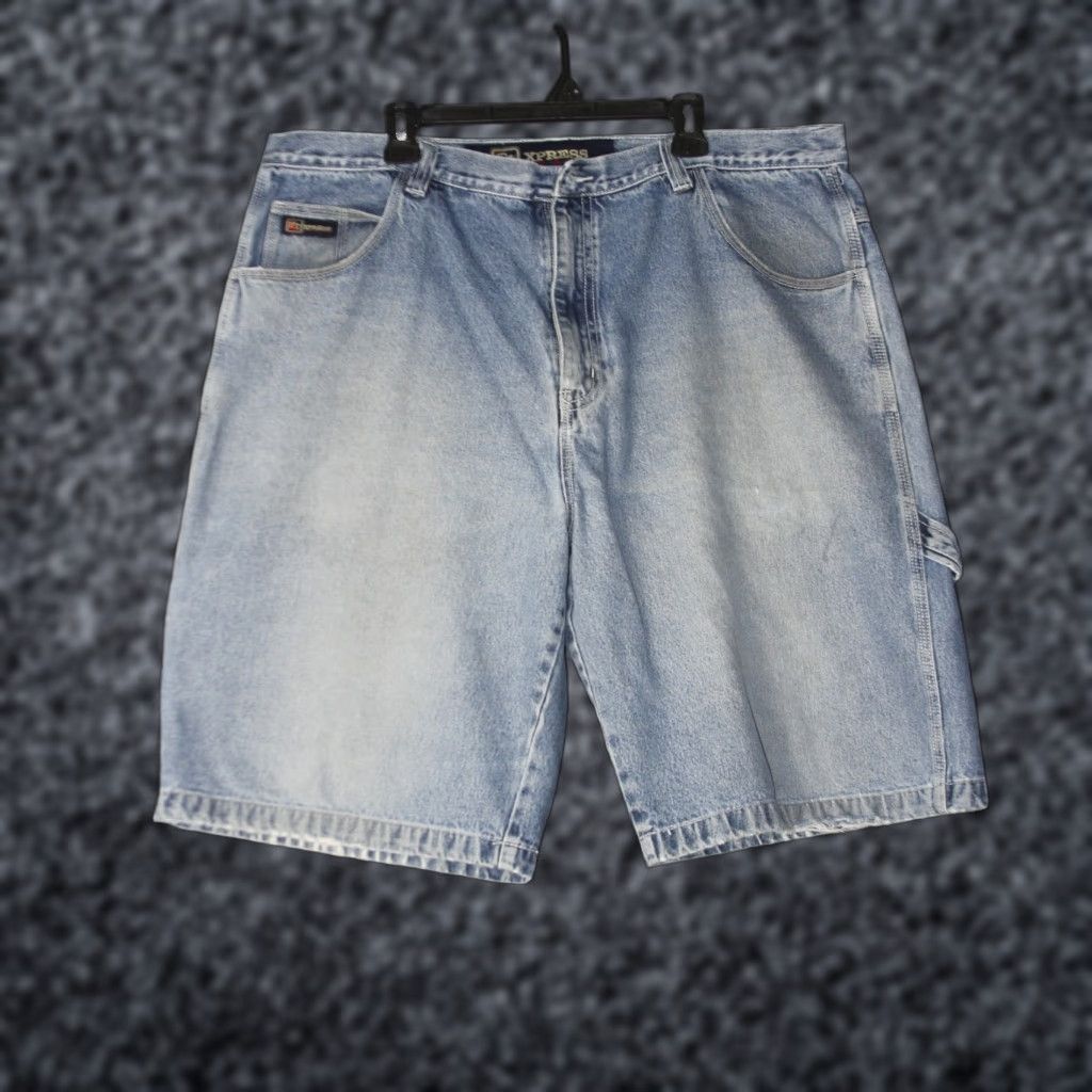 Express VINTAGE Brooklyn Xpress Denim Shorts 44 Mens Blue Baggy Y2K Skate 5-Pocket Cargo Relaxed Streetwear Jeans Shorts Mens Size US 44 / EU 60 - 1 Thumbnail