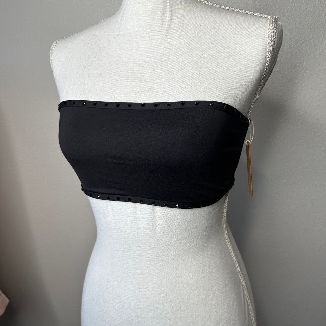 SKIMS NWT SKIMS Swim Rhinestone Bandeau Top S Onyx Black Swimwear Size S / US 4 / IT 40 - 1 Thumbnail