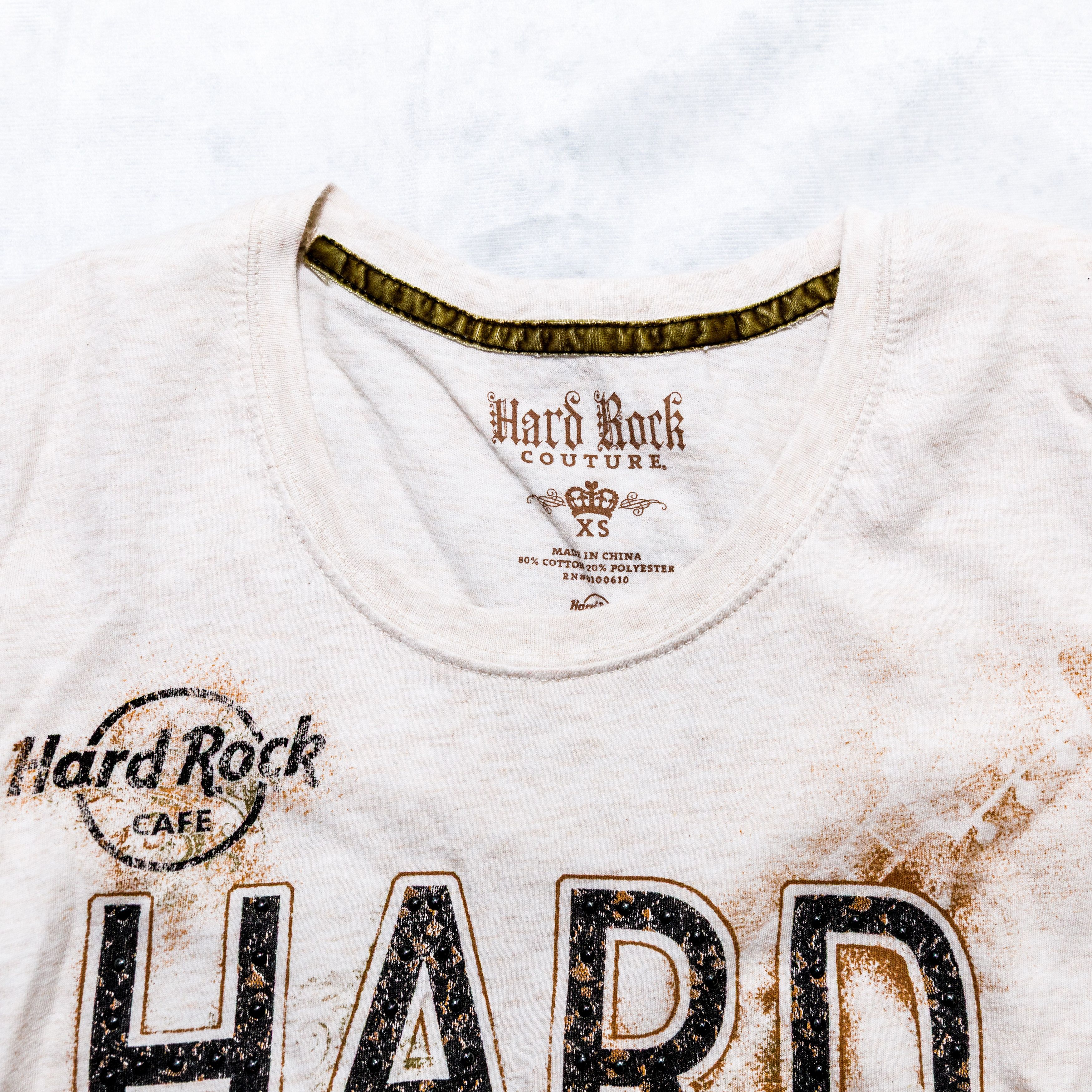 Hard Rock Cafe Hard Rock Cafe Orlando Beige T-Shirt Rinestones Womens XS Size XS / US 0-2 / IT 36-38 - 5 Thumbnail