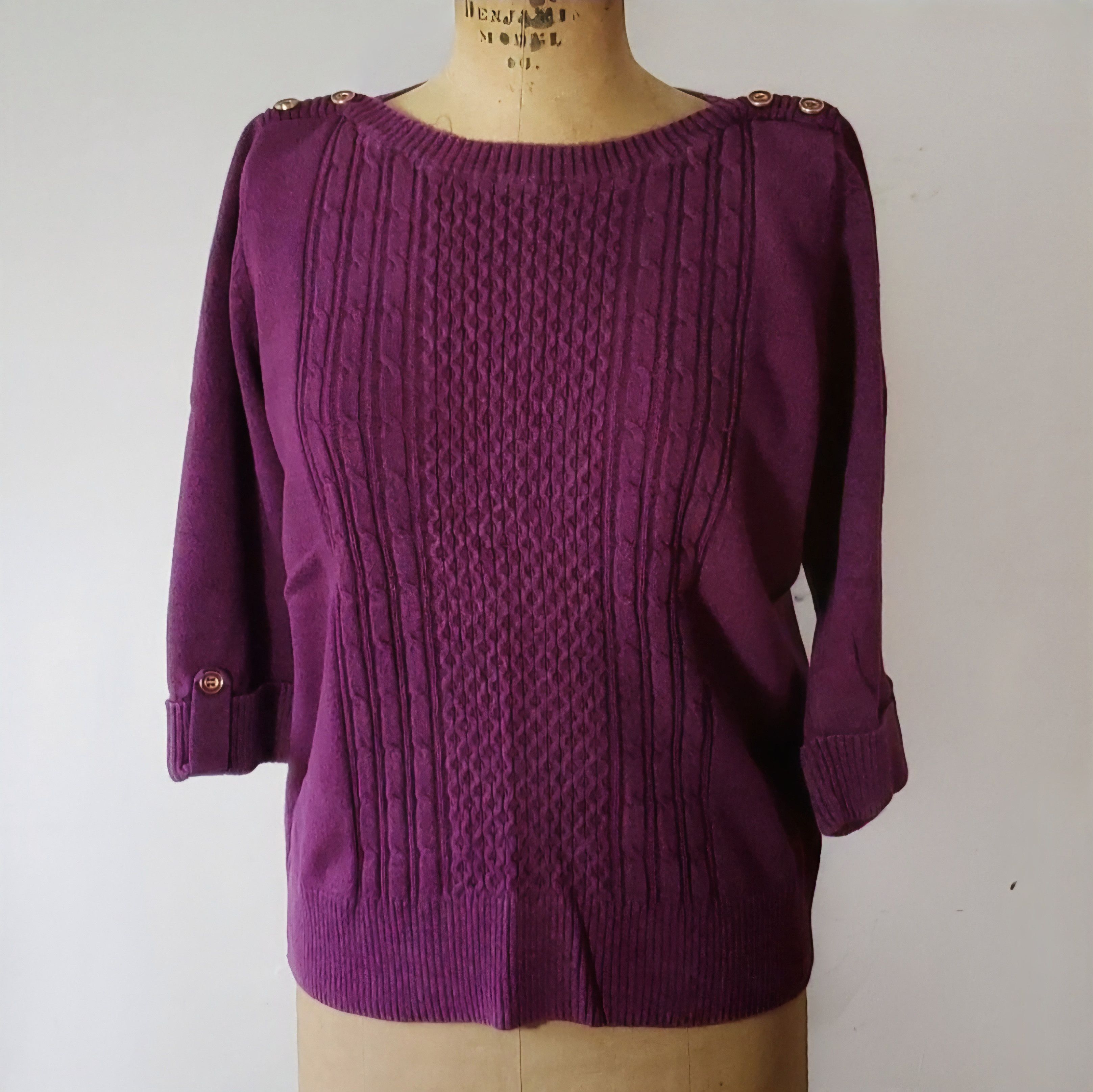 Other Karen Scott Size L Sweater Purple Pink Fushia Cording Enamel Size L / US 10 / IT 46 - 1 Thumbnail