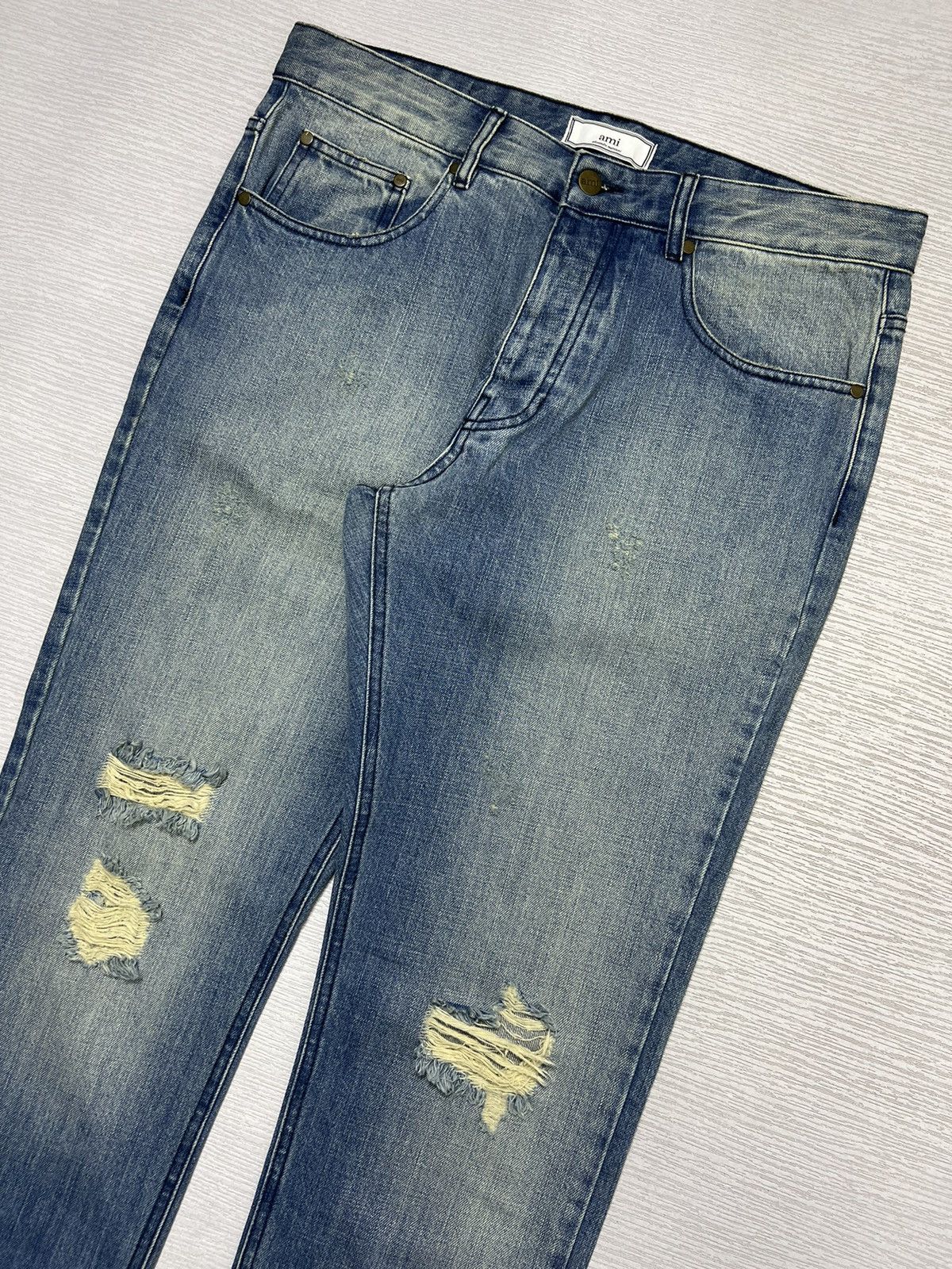 AMI AMI Paris - Sky Blue Destroyed Denim Jeans Size US 32 / EU 48 - 3 Thumbnail