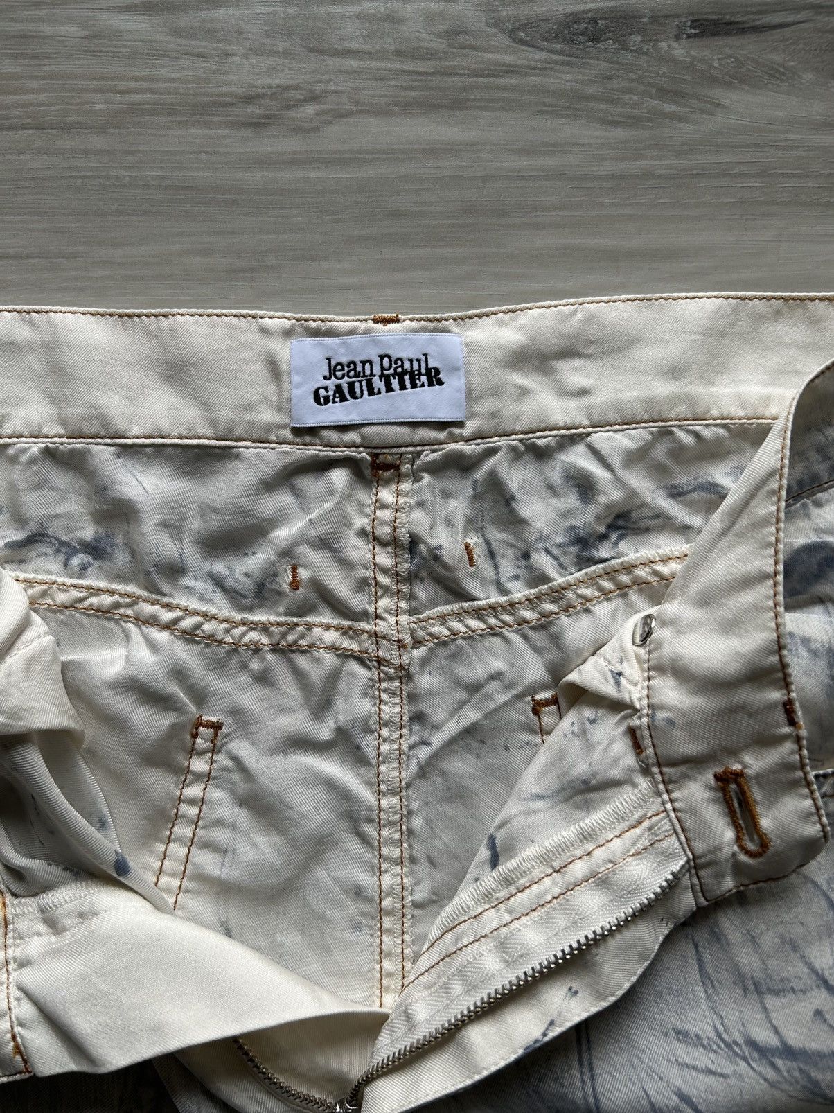 Jean Paul Gaultier Jean Paul Gaultier - Jean-effect low-rise silk pants Size US 32 / EU 48 - 4 Thumbnail