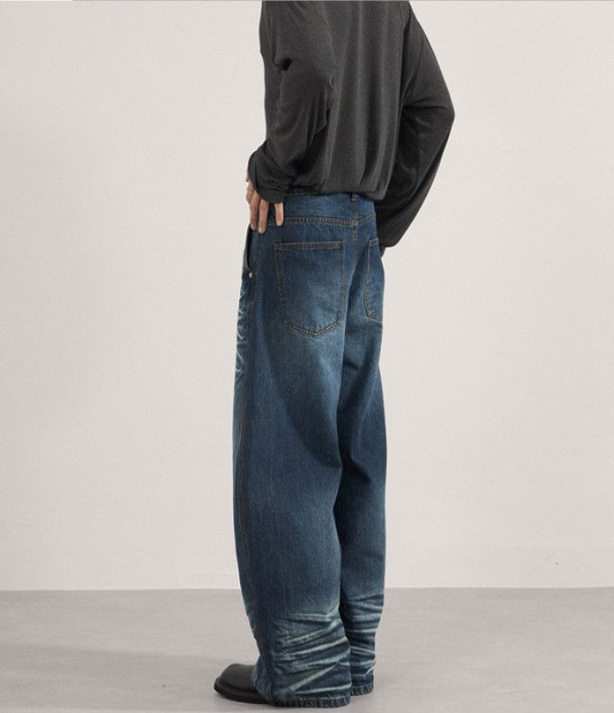 Japanese Brand American loose men's whisker curved jeans Size US 32 / EU 48 - 4 Thumbnail