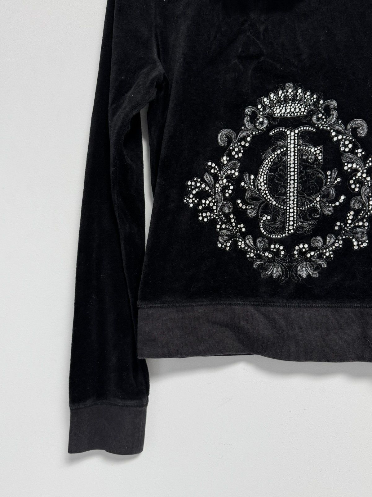 Juicy Couture Vintage Juicy Couture Y2K Glam Velour Black Zip Up Hoodie Size L / US 10 / IT 46 - 10 Thumbnail
