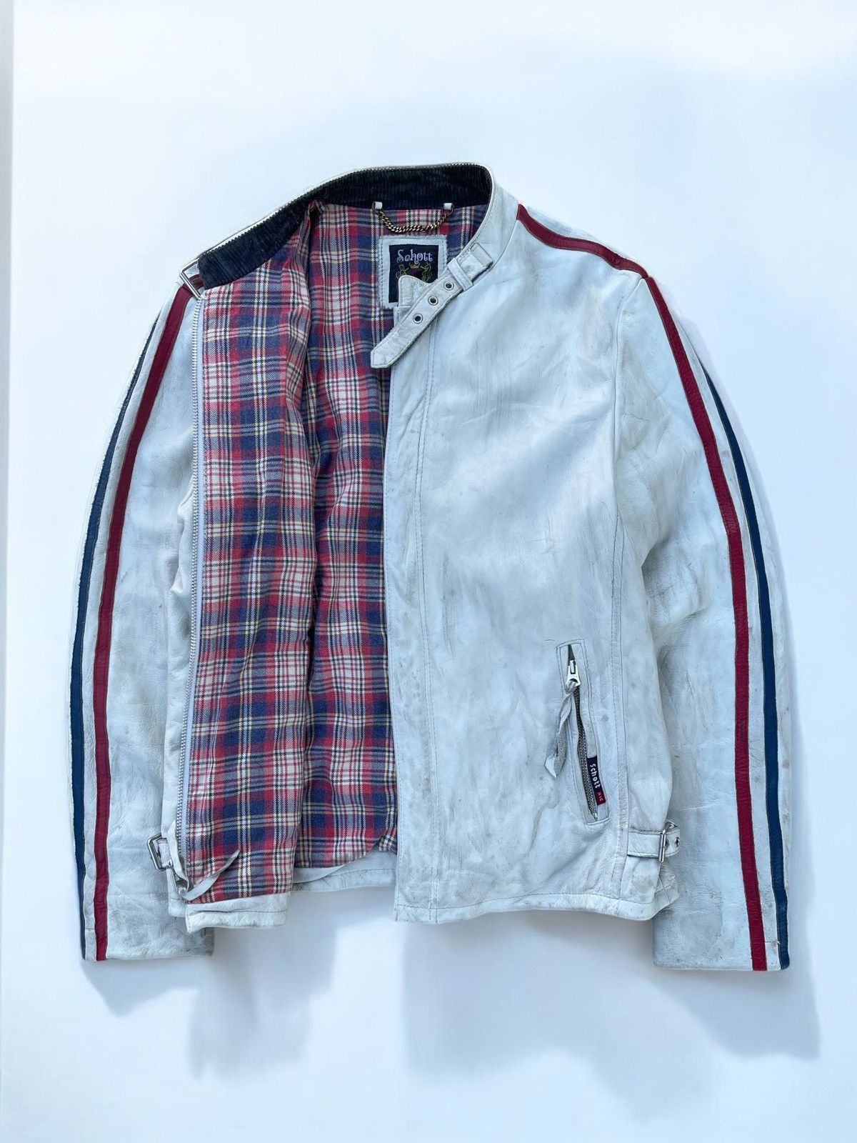 Genuine Leather × Schott 🔥Vintage Schott Classic Sheep Leather Racer Jacket Size US L / EU 52-54 / 3 - 4 Thumbnail
