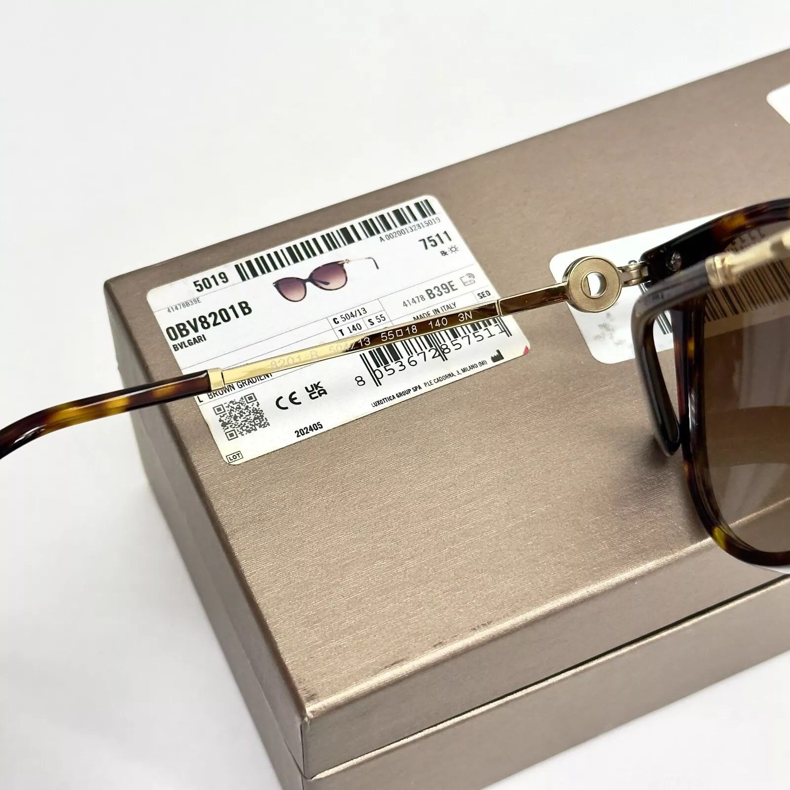 Bvlgari BVLGARI COIN Brown Havana Gold Logo Sunglasses BV8201B 8201 Size ONE SIZE - 8 Thumbnail