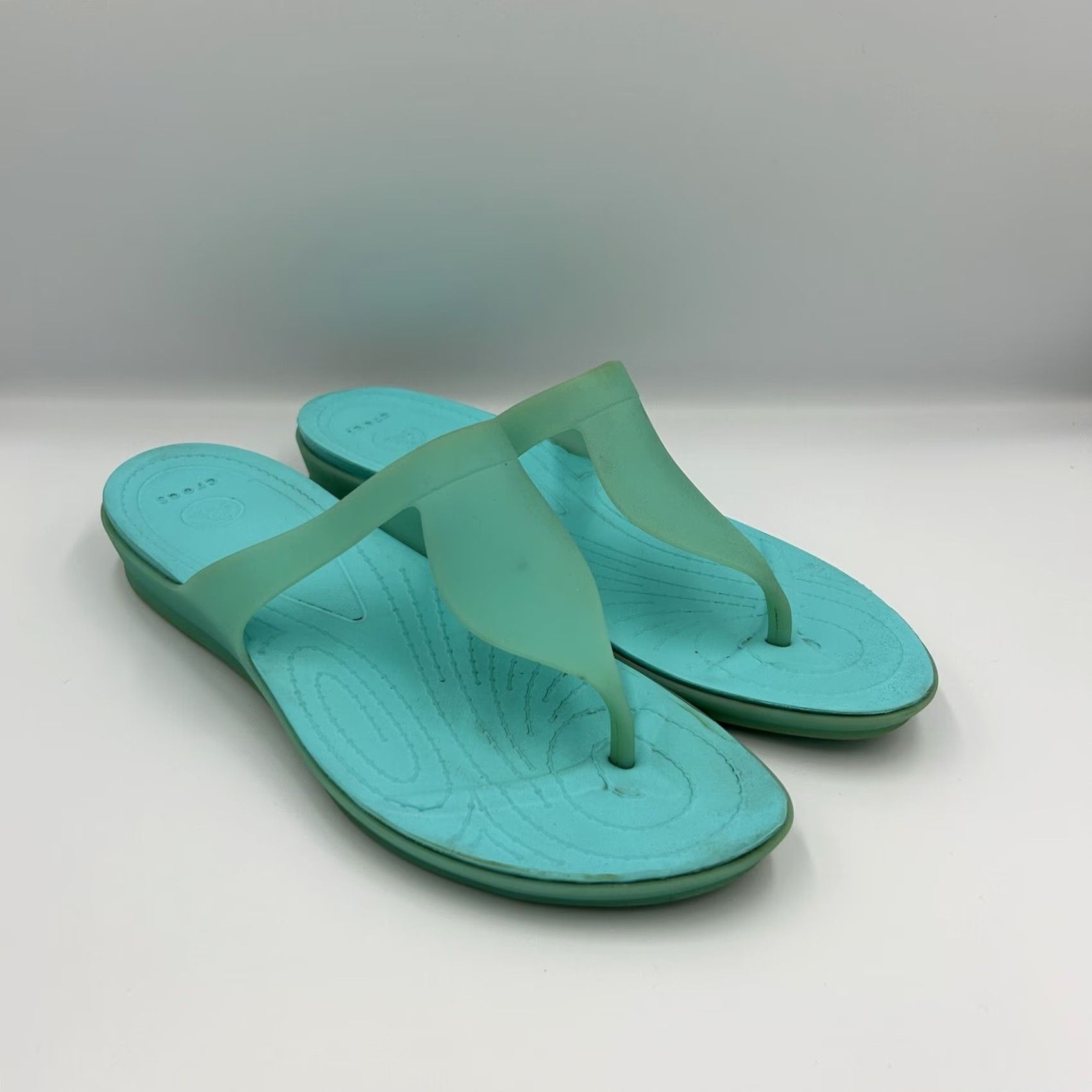 Crocs Crocs Rio Flip Sandal Women Teal 11 Thong Flat Comfort Lightweight Breathable Rubber Summer Beach Shoes Size US 11 / IT 41 - 2 Thumbnail