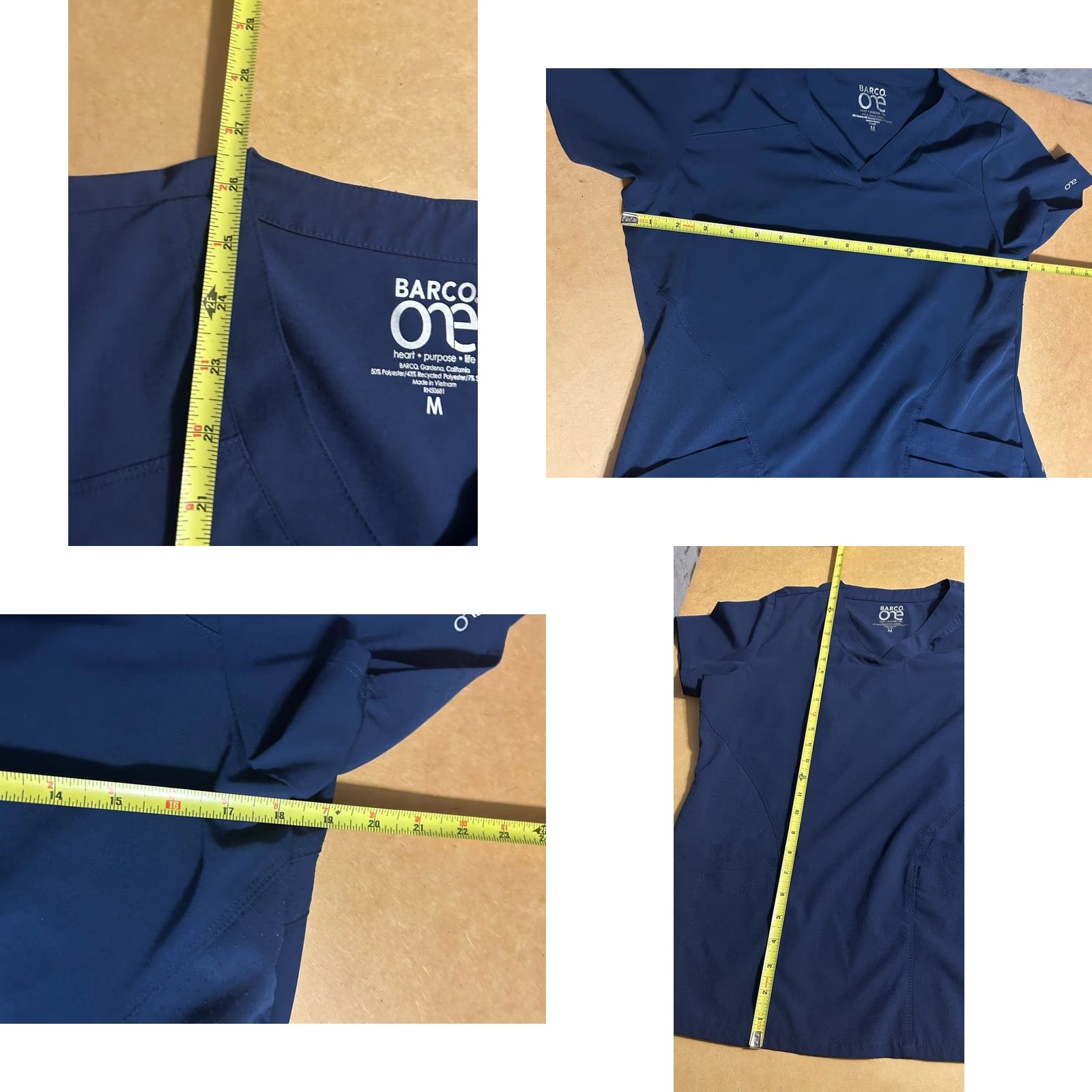Vintage Barco One Scrub Top Women Medium Navy Blue Short Sleeve V Neck Pockets Nurse Med Size M / US 6-8 / IT 42-44 - 10 Thumbnail