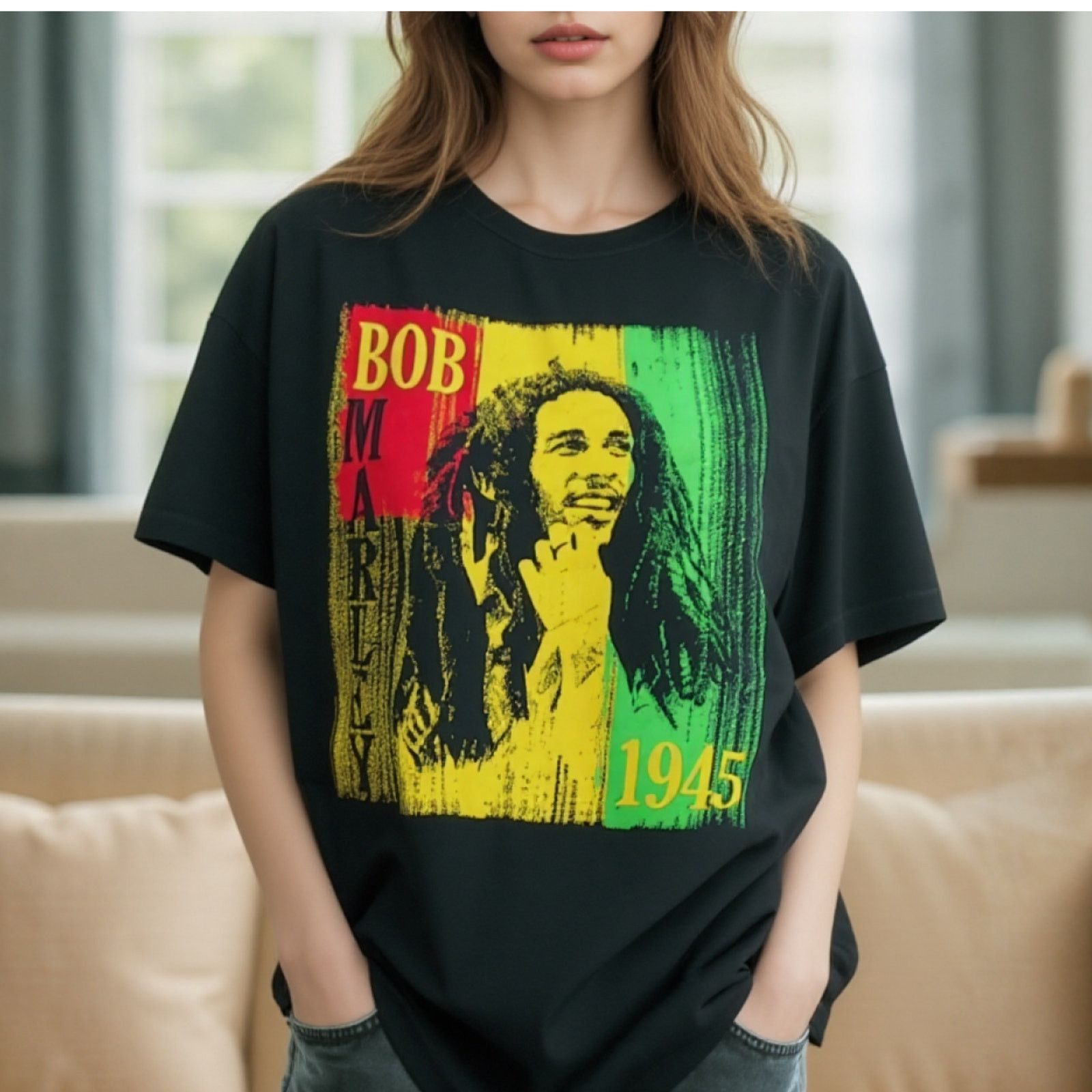 Zion Rootswear Bob Marley T-Shirt L Boxy Zion Rootswear 1945 Rasta Reggae Size US L / EU 52-54 / 3 - 3 Thumbnail