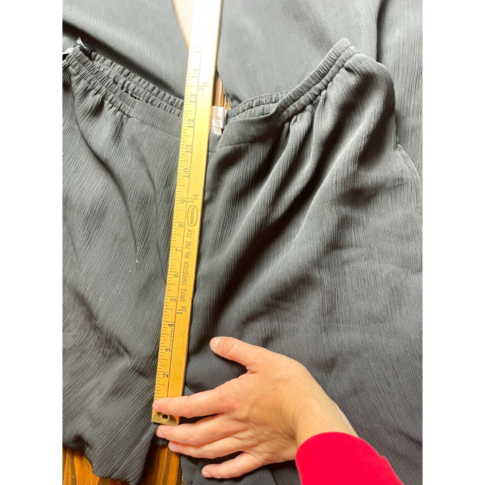 Vintage Draper's & Damon's Pants, Women's Medium, Black, Wide-Leg, Pull On, Dress Pants, Regular, 29.5 in Inseam, Pattern: Solid, Office, Womens Size 32" / US 10 / IT 46 - 5 Thumbnail