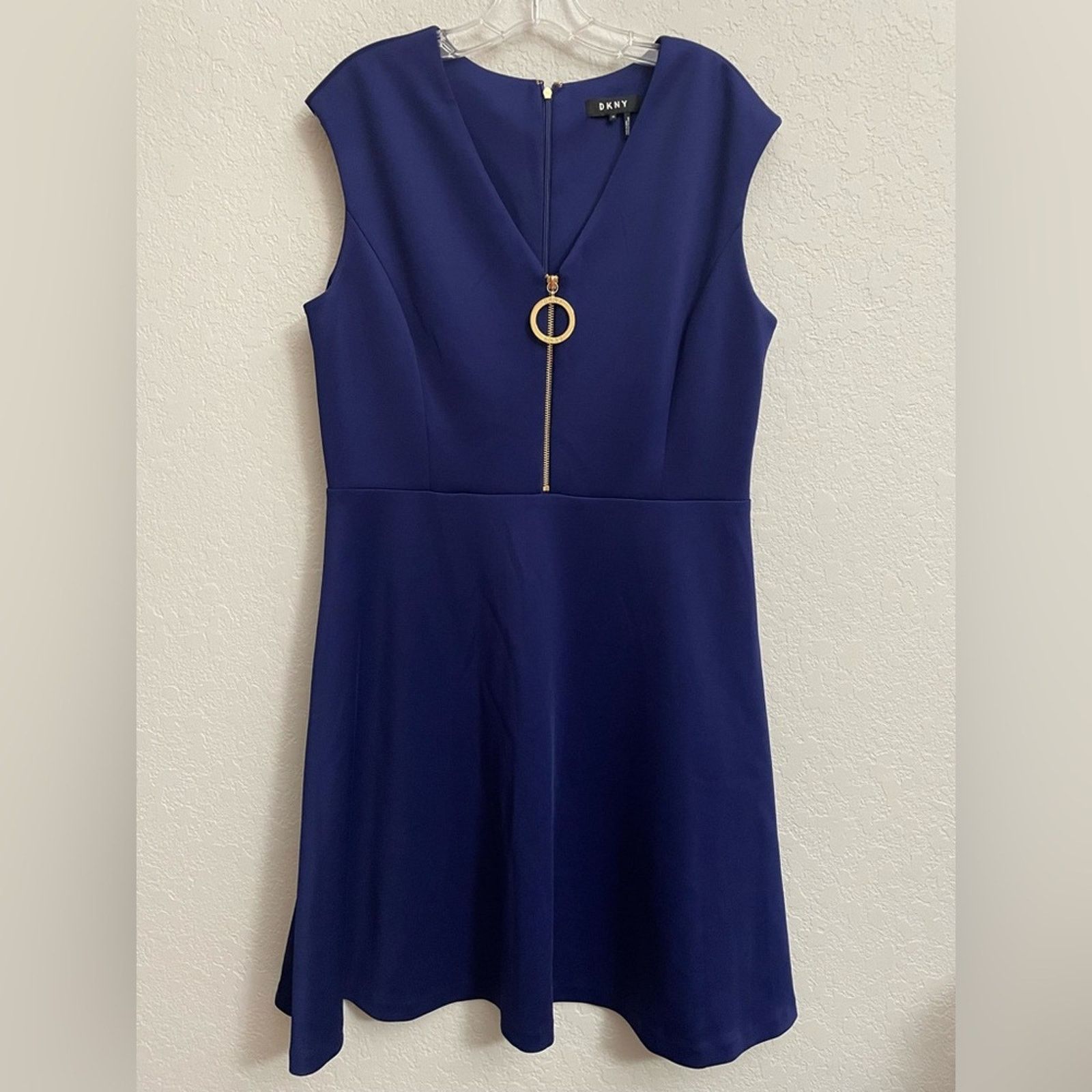 DKNY DKNY A-Line Gold-Zip Flare Dress in Violet - size 14 Size XL / US 12-14 / IT 48-50 - 1 Thumbnail