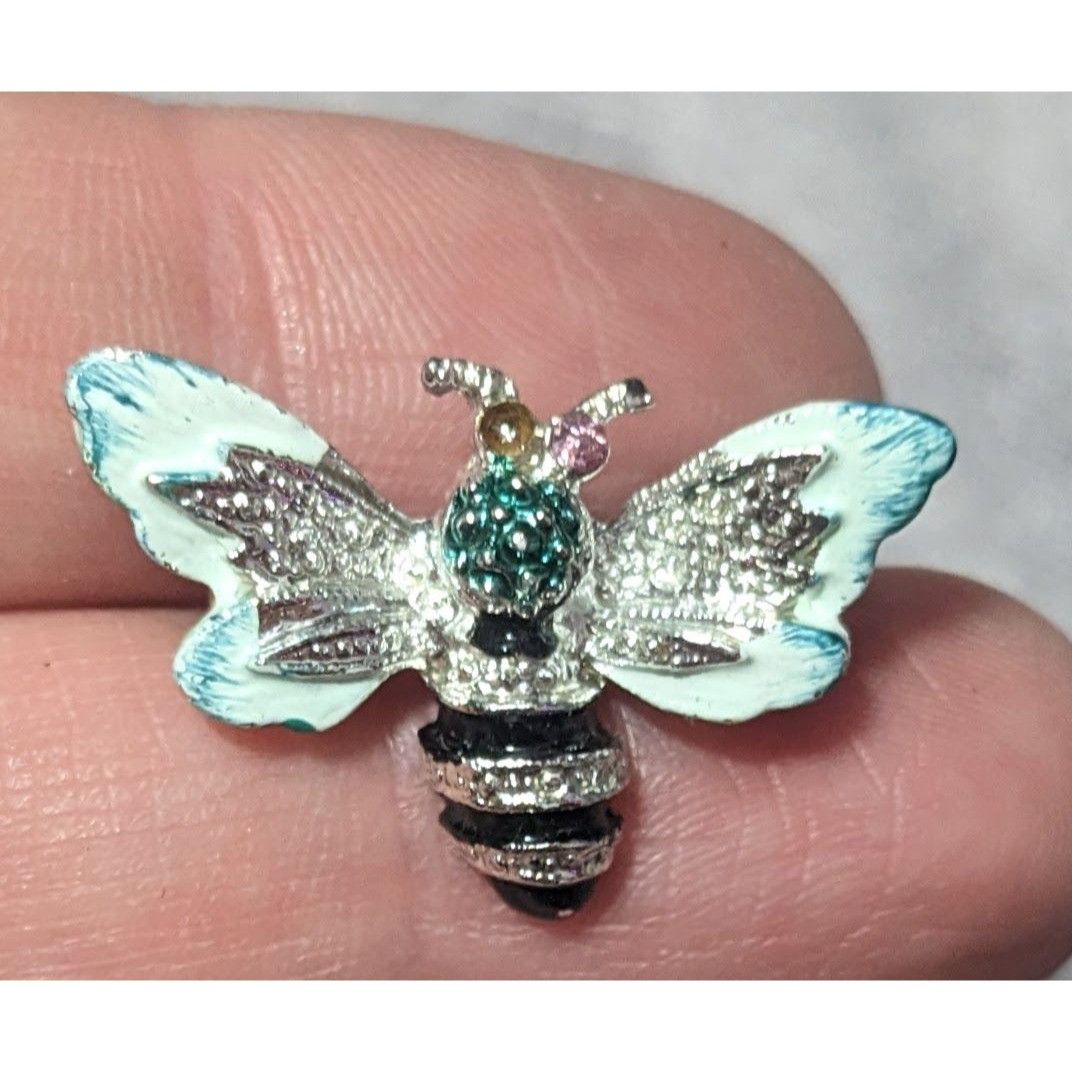 Other Vintage Blue And Silver Tone Mini Bee Brooch Size ONE SIZE - 3 Thumbnail