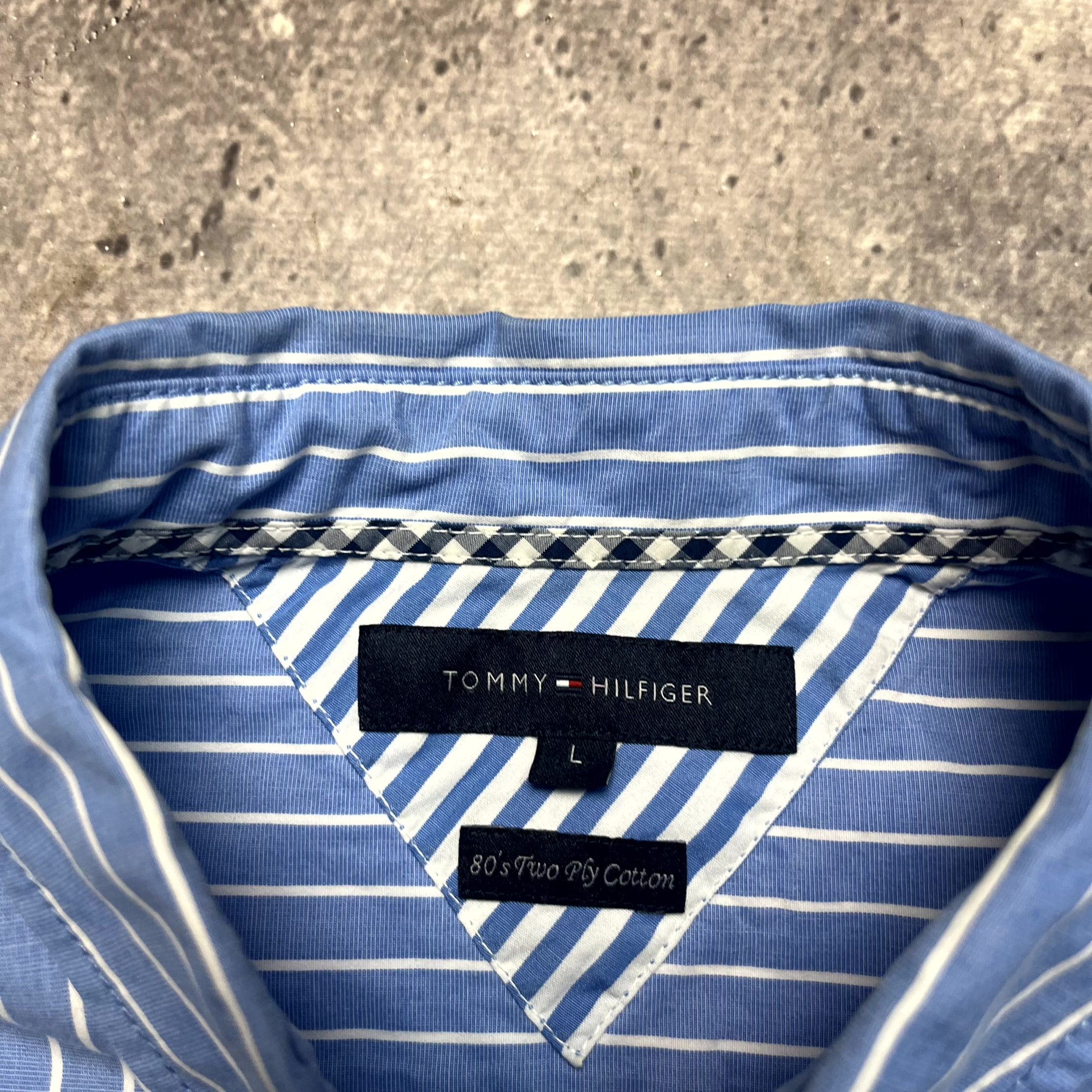 Tommy Hilfiger Tommy Hilfiger Blue Shirt Striped Button Down Cotton Size L Size US L / EU 52-54 / 3 - 6 Thumbnail