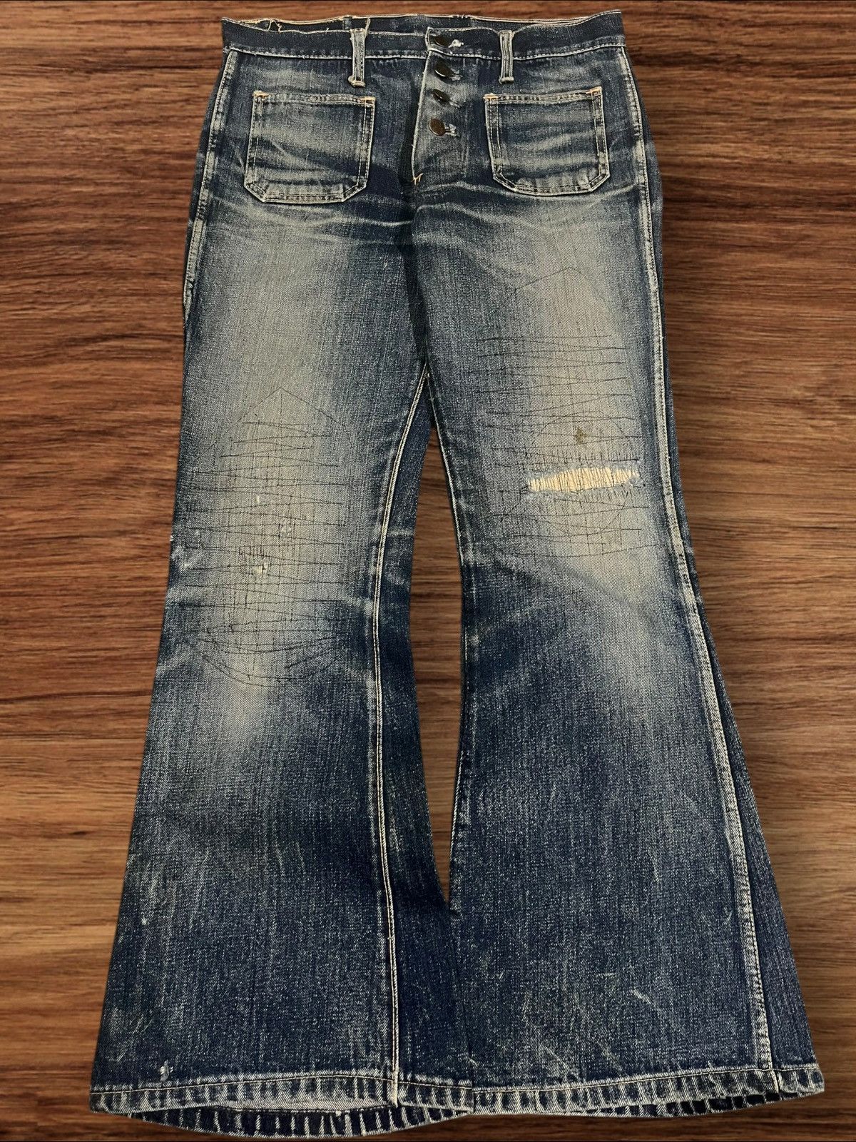 Hysteric Glamour Japanese Brand John Bull Bell Bottom Button Fly Flare Jeans Size US 30 / EU 46 - 1 Thumbnail