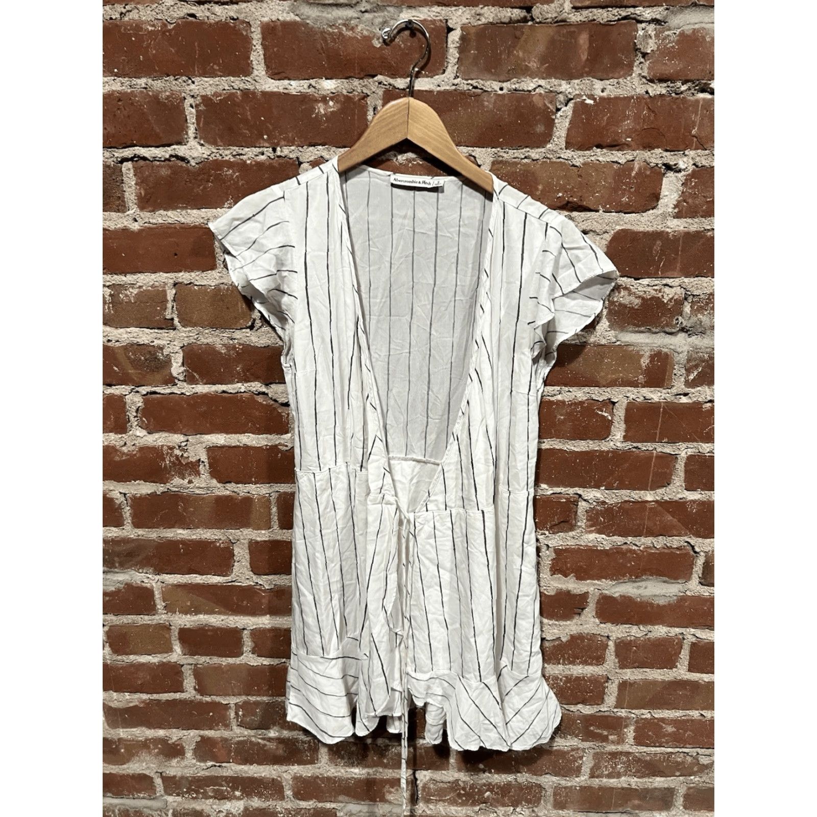 Abercrombie & Fitch Abercrombie & Fitch Women's White Striped Short Sleeve Slip Dress Summer S Size 28" / US 6 / IT 42 - 2 Thumbnail