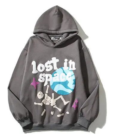 image of Vintage Lost In Space Oversized Hoodie in Grey, Men's (Size Large)