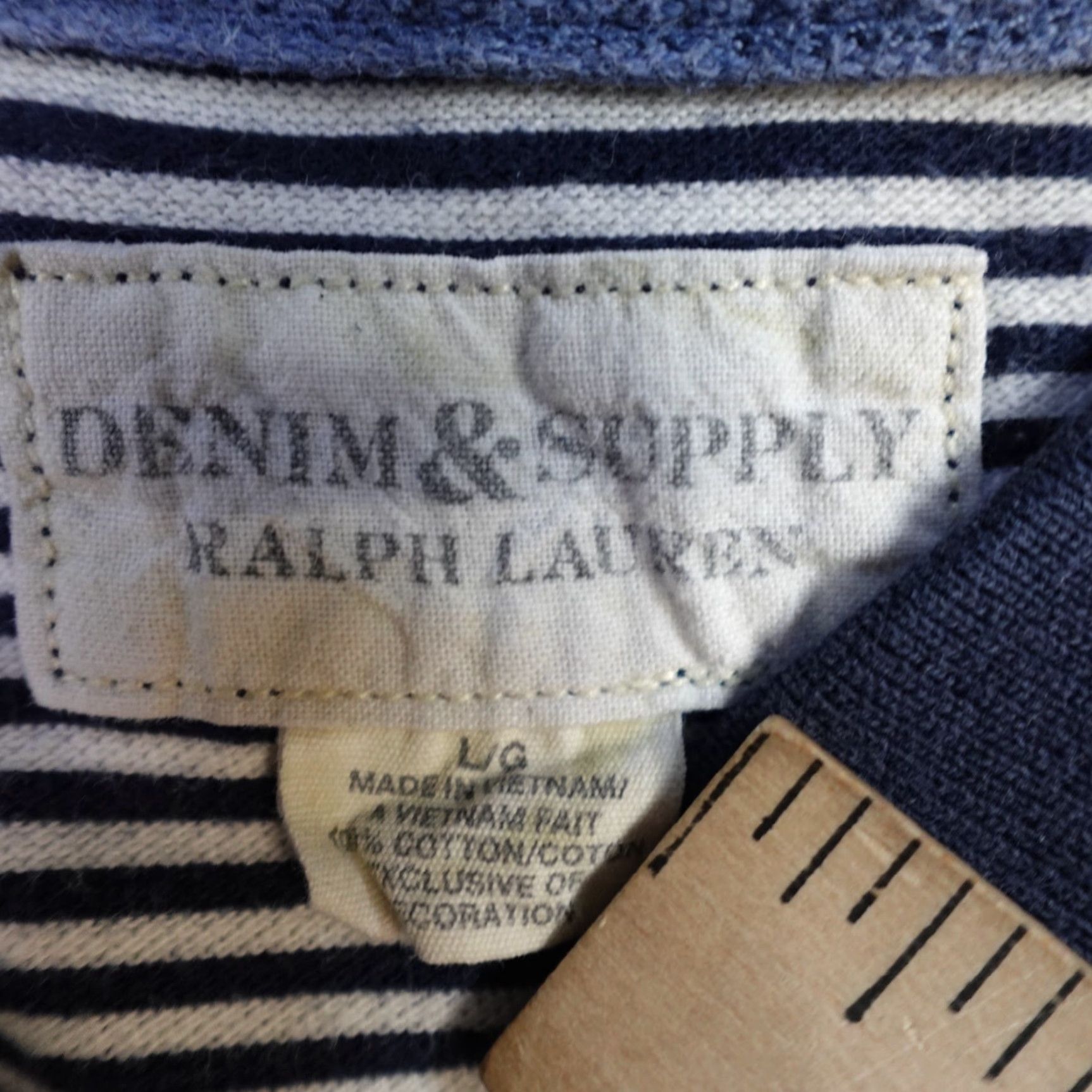 Vintage Denim & Supply Polo Shirt Mens Medium Blue Striped Short Sleeve Collared Button Front 100% Cotton Size US M / EU 48-50 / 2 - 6 Thumbnail