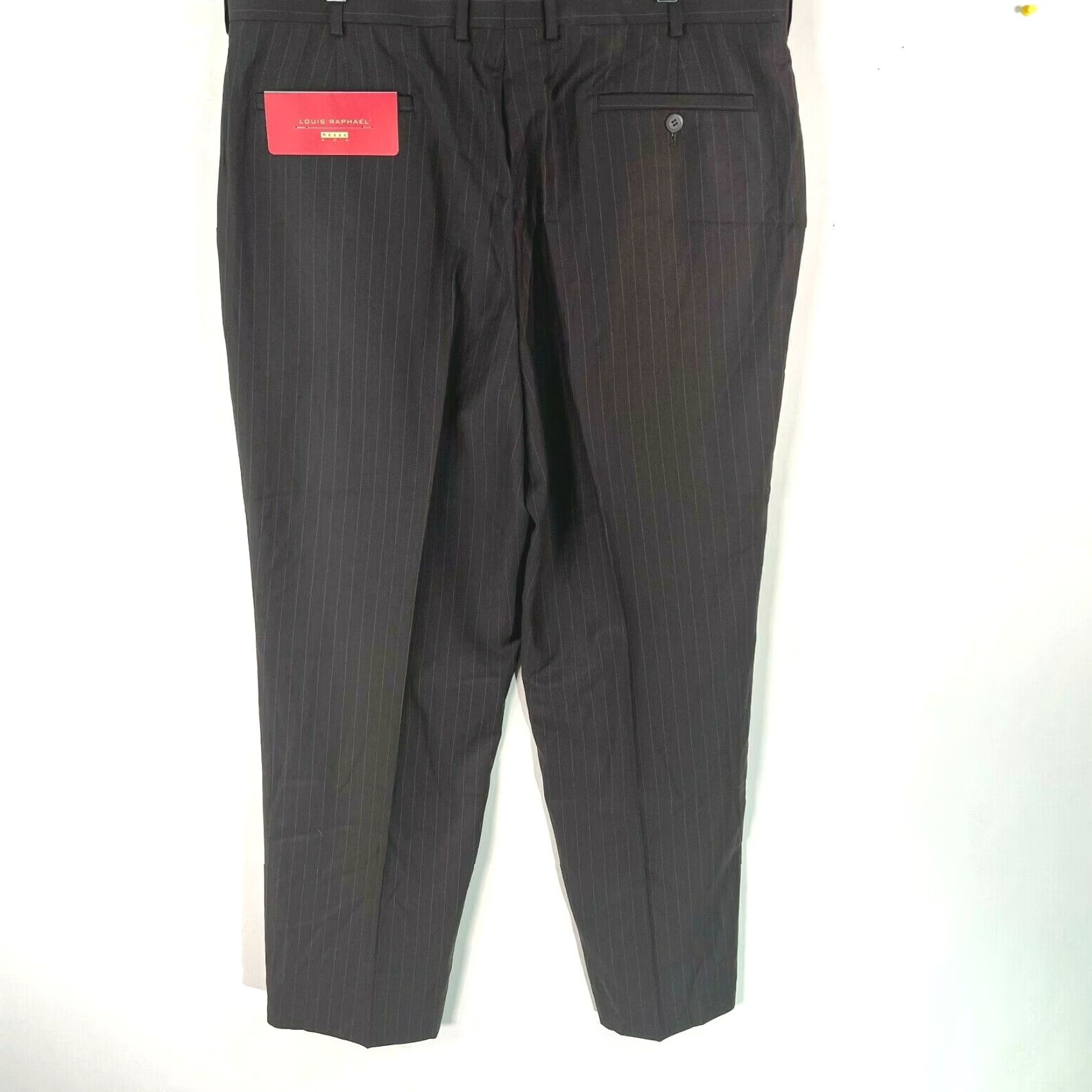 Louis Raphael Rosso Men Dress Pants Striped Dark Chocolate Brown 40X30  Regular Inseam 30 in