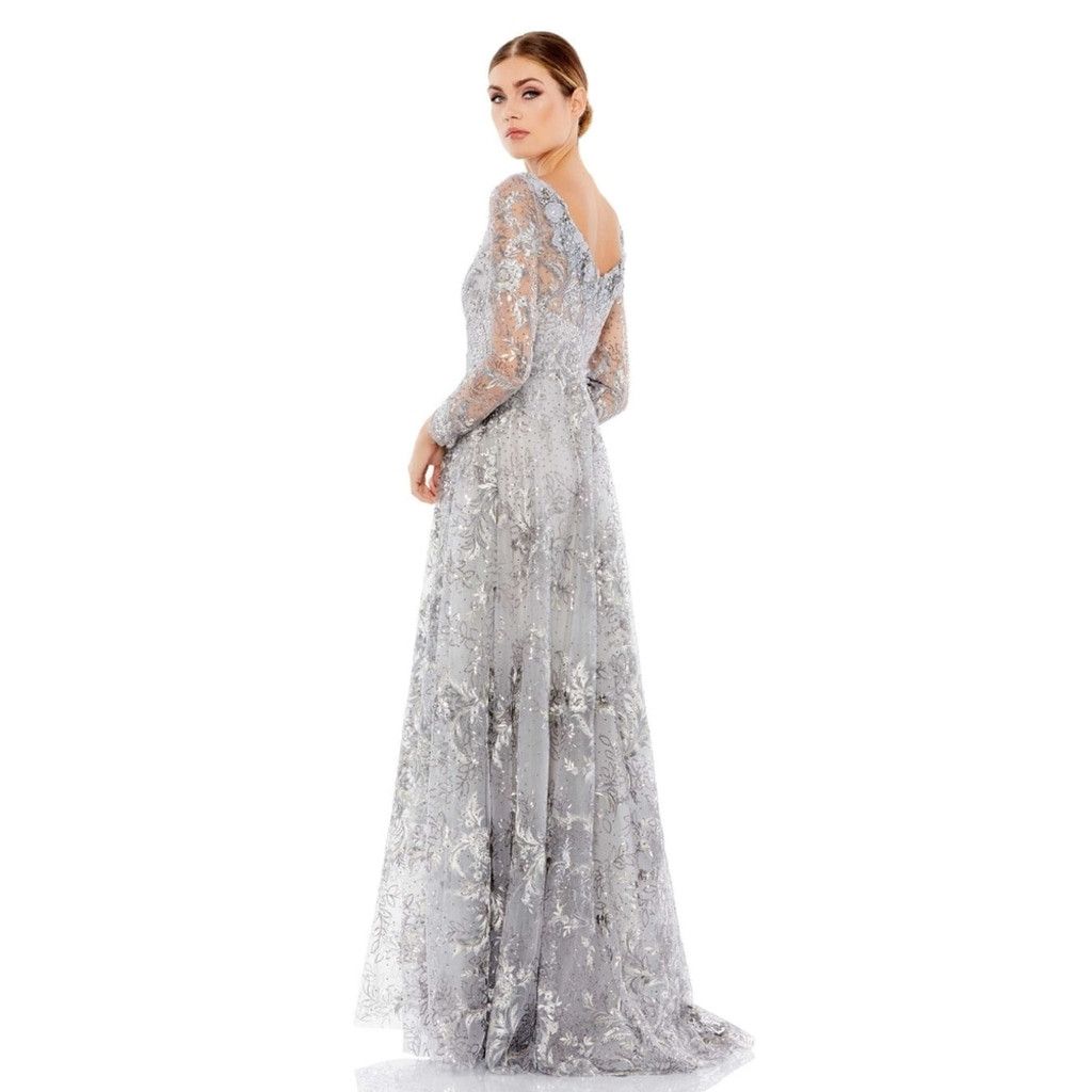 Mac Duggal FLORAL EMBROIDERED ILLUSION LONG SLEEVE price$498 size 4. H Size S / US 4 / IT 40 - 2 Thumbnail