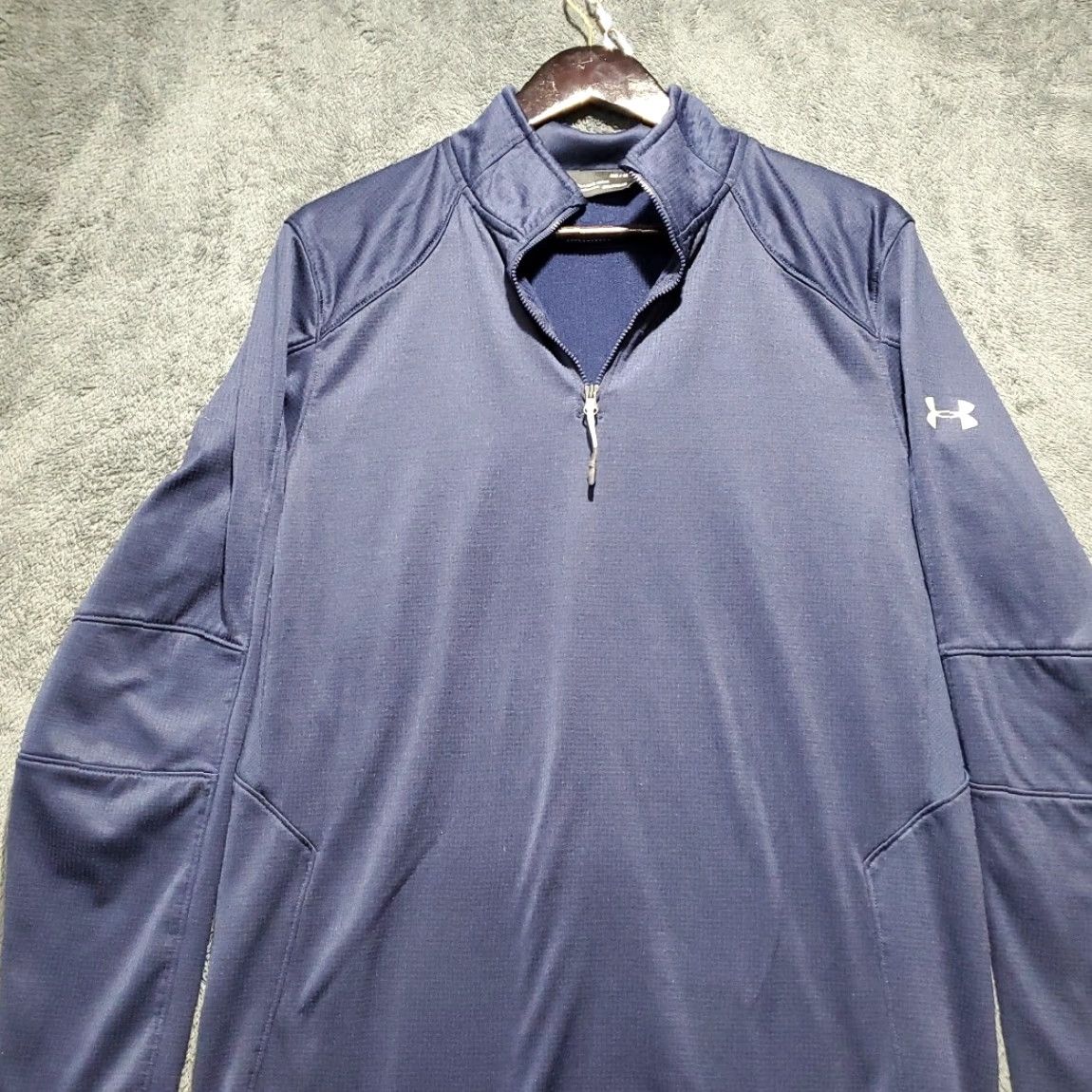 Under Armour Under Armour ColdGear Reactor Jacket Mens M Navy Blue 1/4 Zip Fitted Mid-Length Solid Logo Size US M / EU 48-50 / 2 - 4 Thumbnail