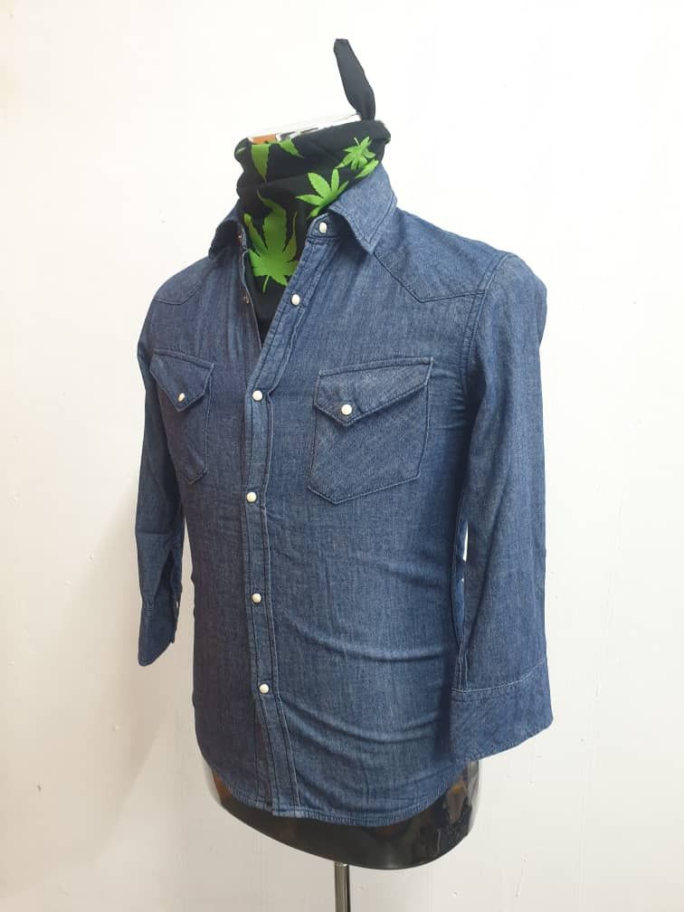 Japanese Brand Nano universe blue japan band 3 quater western chambray Size US S / EU 44-46 / 1 - 8 Thumbnail