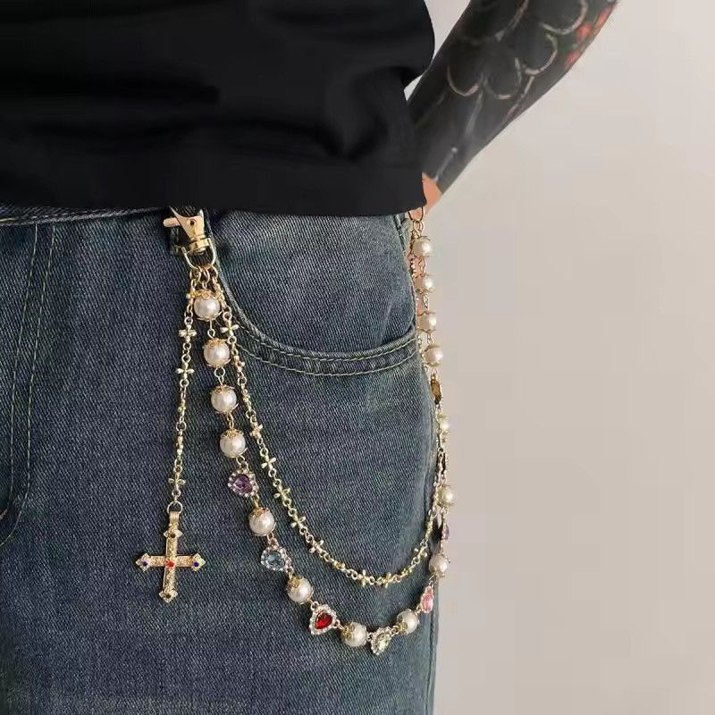 Jewelry Gold Color Hiphop Cross Pendant Waist Chain Pants Size ONE SIZE - 1 Thumbnail