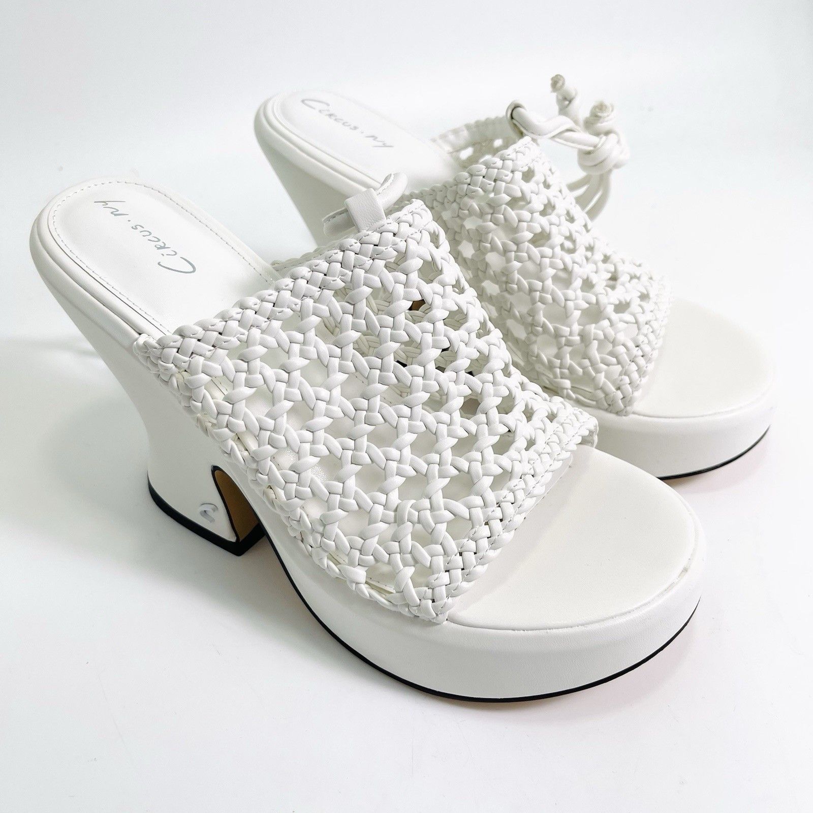 Sam Edelman Paislie White Woven Ankle Tie Platform Sandals