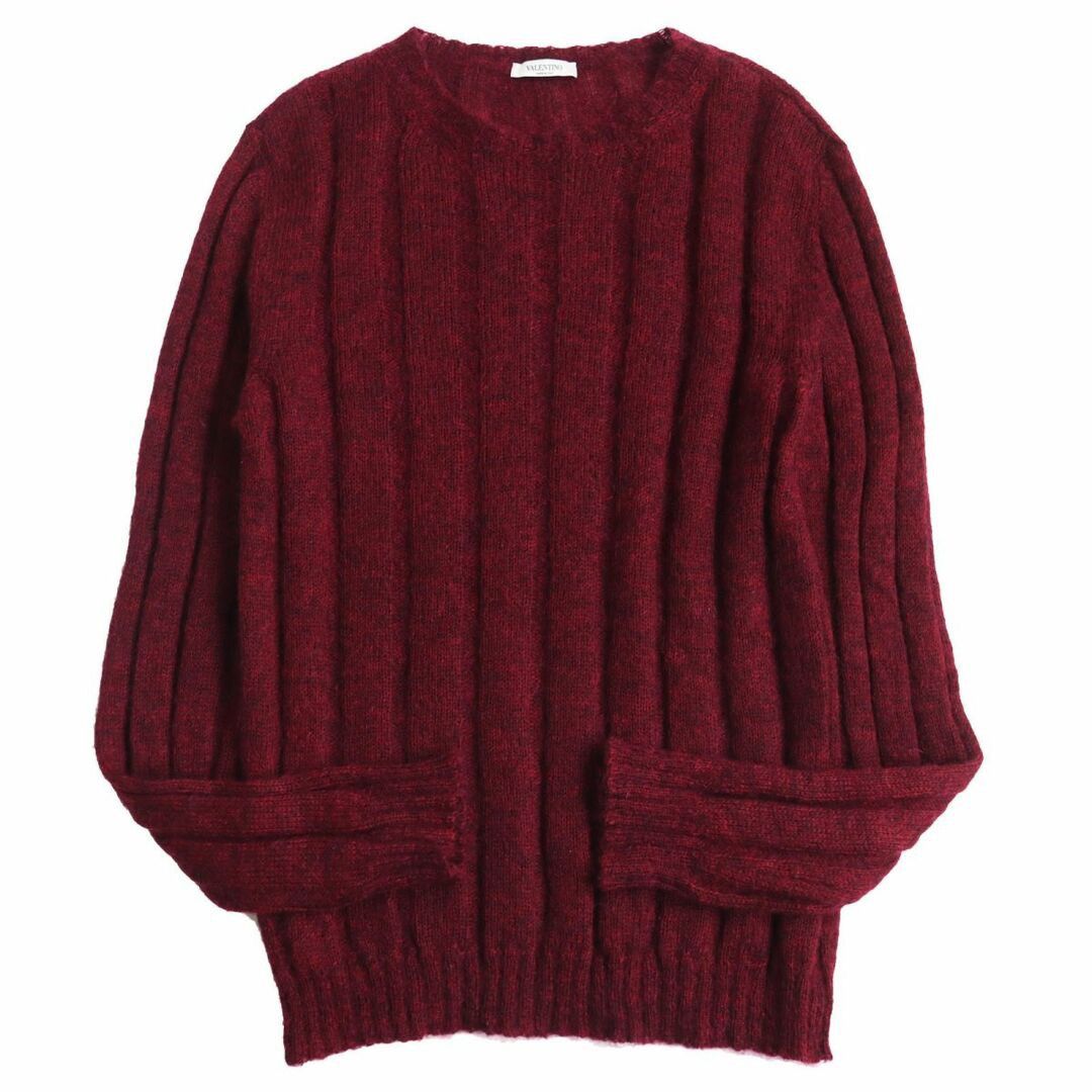 Image of Valentino Garavani Valentino Burgundy Mohair Sweater Xs in Burgandy, Men's