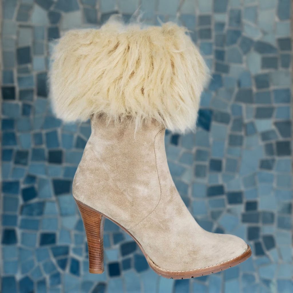 Marc Jacobs Marc Jacobs Beige Suede Fur Trimmed High Heeled Ankle Booties Women's US 11 Boots Size US 11 / IT 41 - 1 Thumbnail