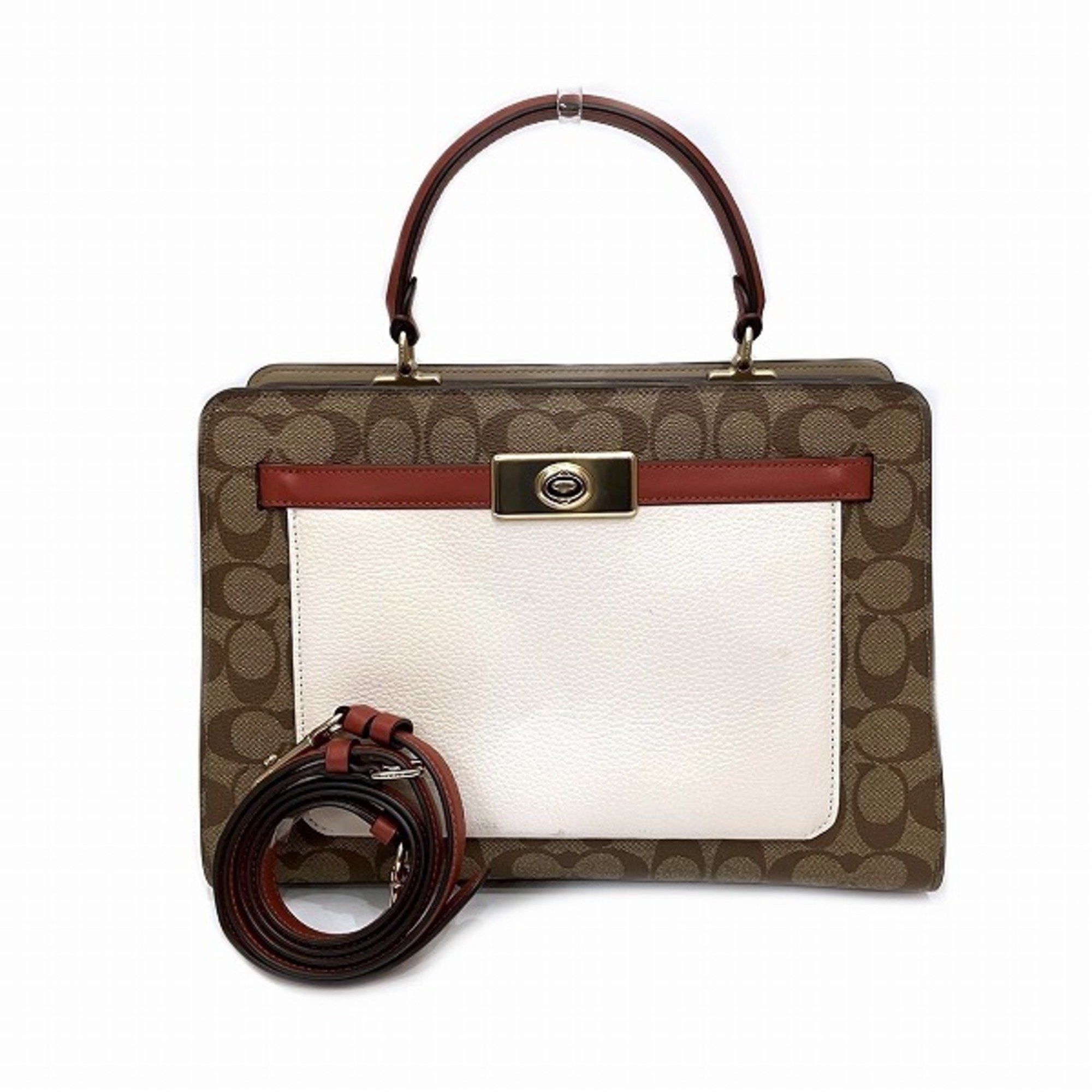 image of Coach Signature C8208 2Way Shoulder Bag Handbag Ladies in Khaki, Women's