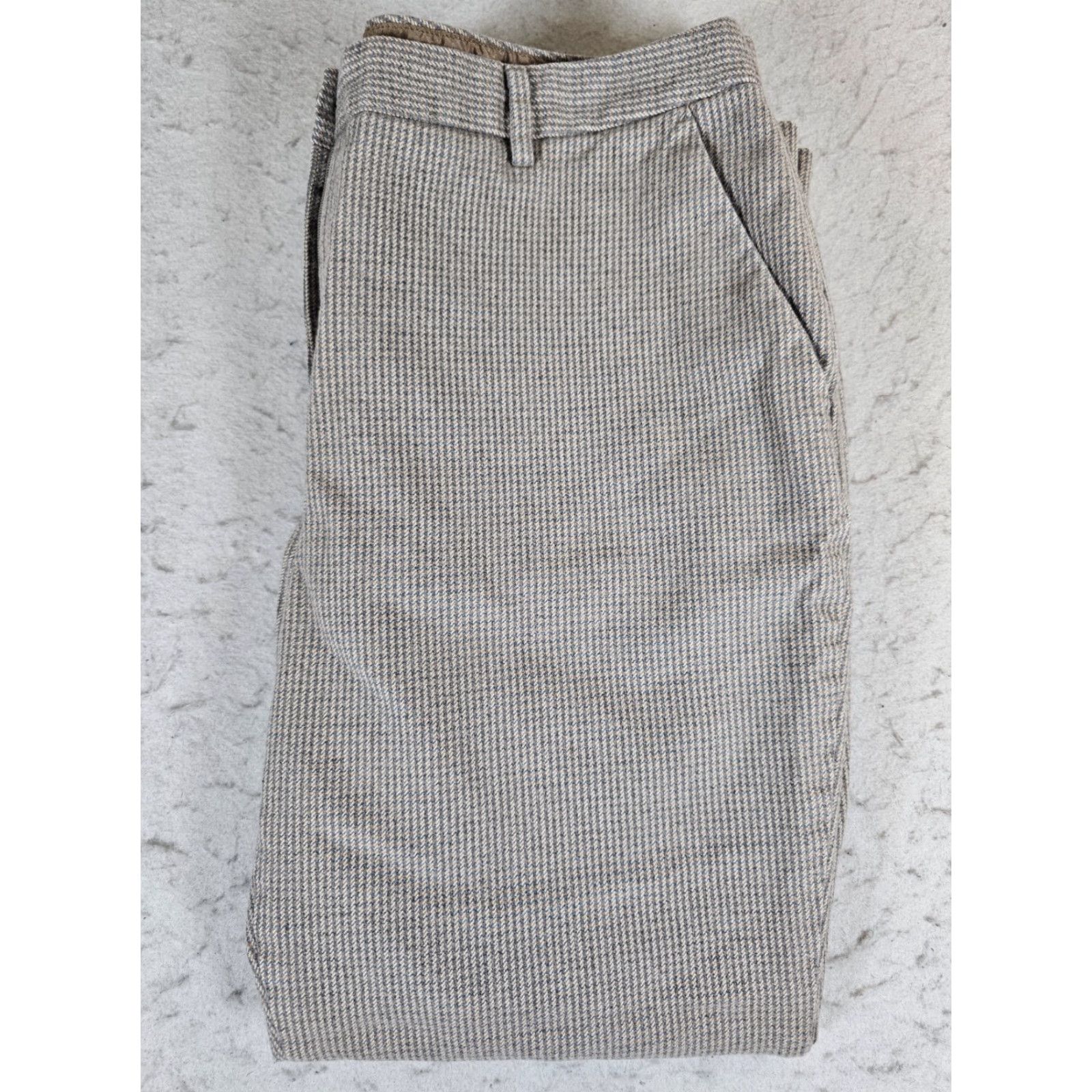 Vintage VINTAGE L.L. BEAN Dress Pants Houndstooth 100% Cotton Lined Women's Size 14P Brown Tweed Pockets 90s Preppy Pants Womens Size 24" / US 00 / IT 34 - 2 Thumbnail