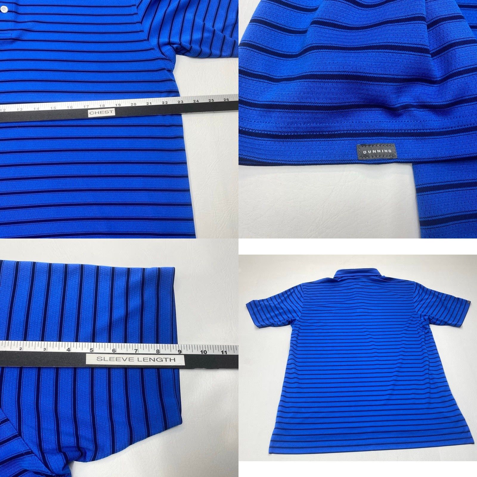 Vintage Dunning Golf Polo Shirt Mens XL Striped Blue Black Short Sleeve Performance 8576 Size US XL / EU 56 / 4 - 8 Thumbnail