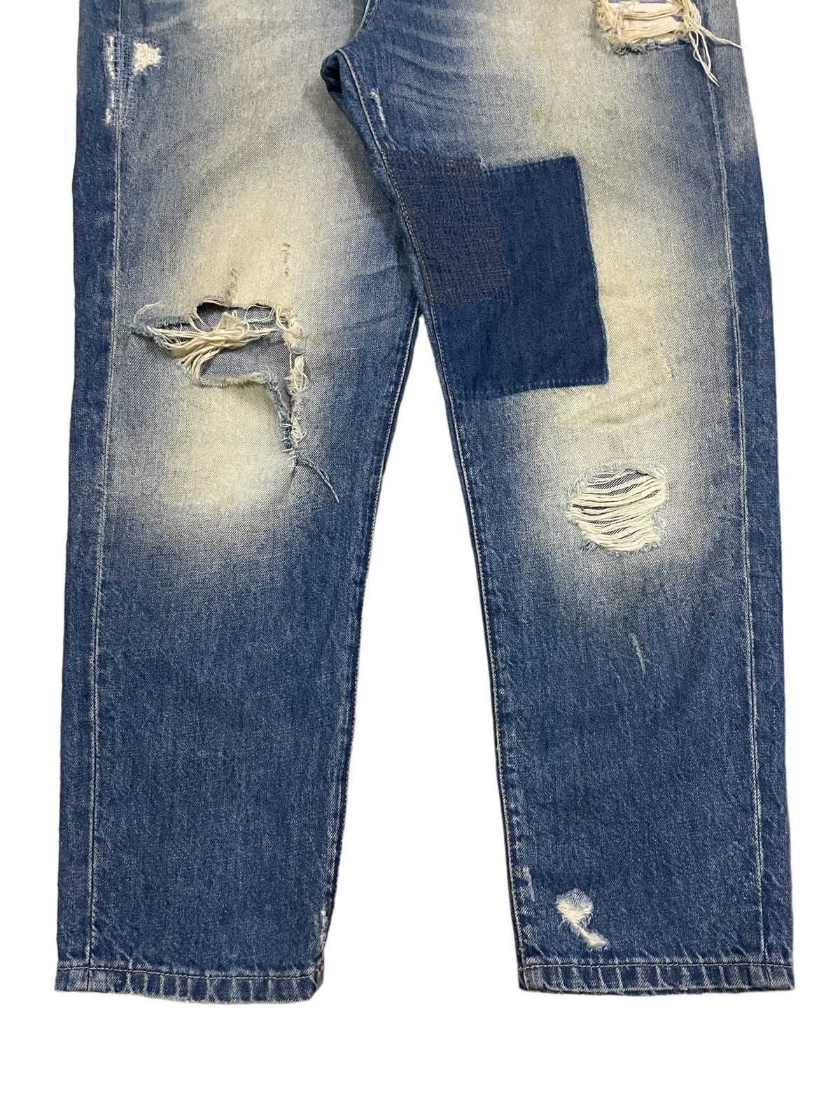 Kapital Vintage Japanese Brand Crazy Denim Wash Boro Tapered Jeans Size US 36 / EU 52 - 5 Thumbnail